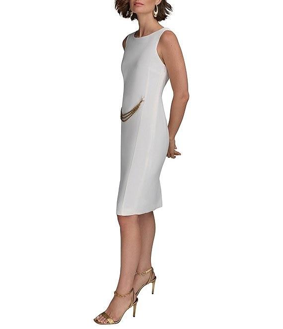 Donna Karan Boat Neck Chain Belt Sheath Dress Product Image