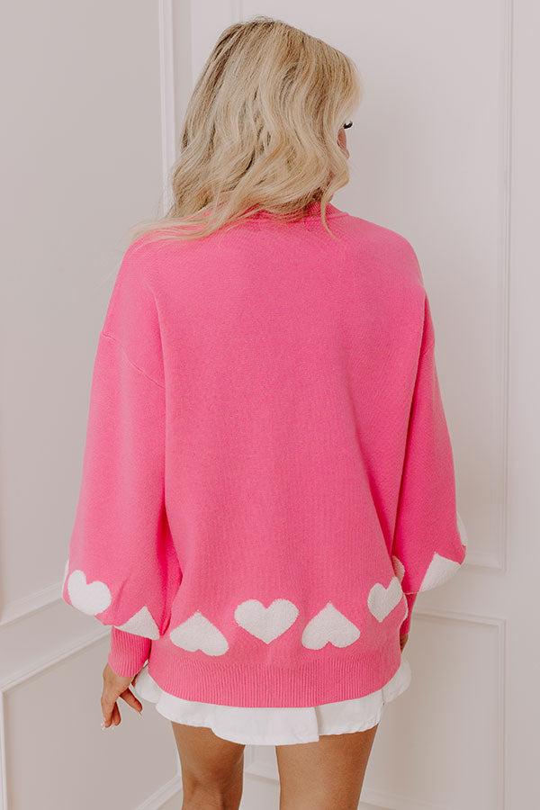 Open Heart Knit Sweater in Pink Product Image