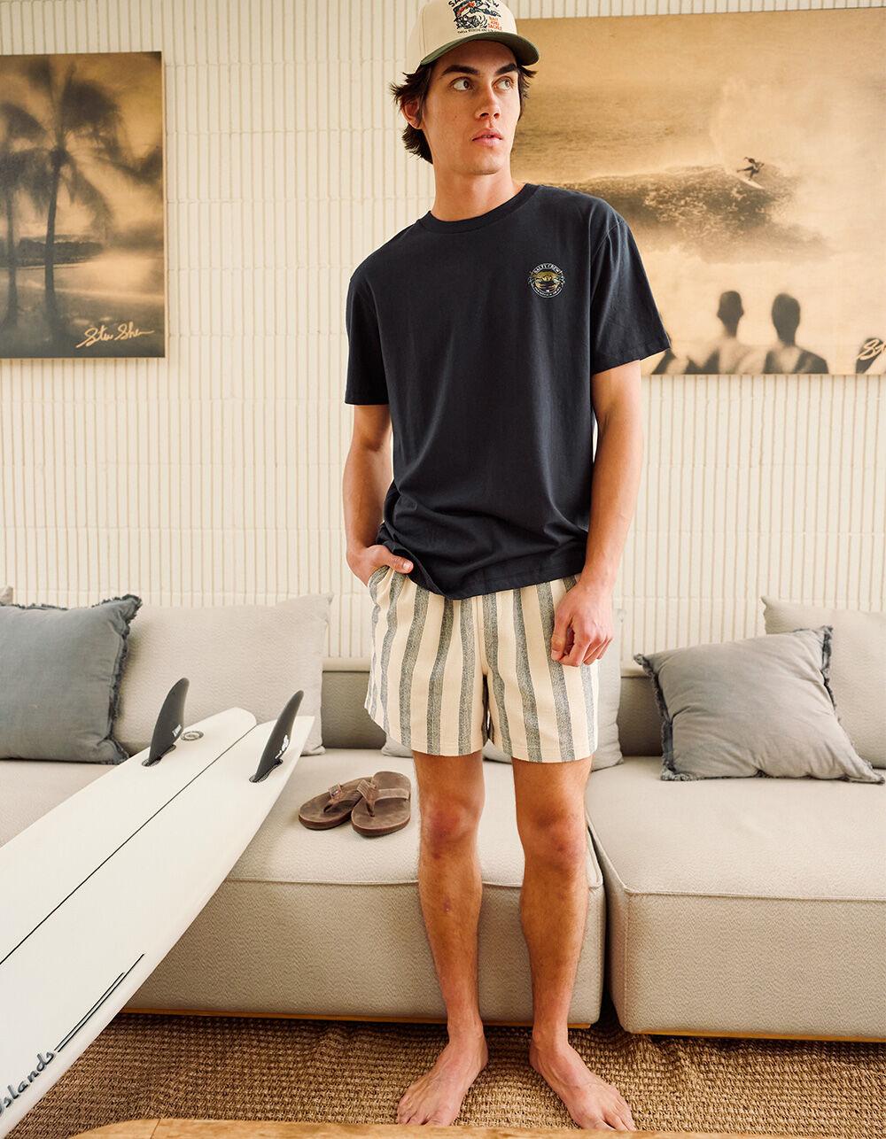 RSQ Mens Stripe Pull On Knit Shorts - NAVY COMBO Product Image