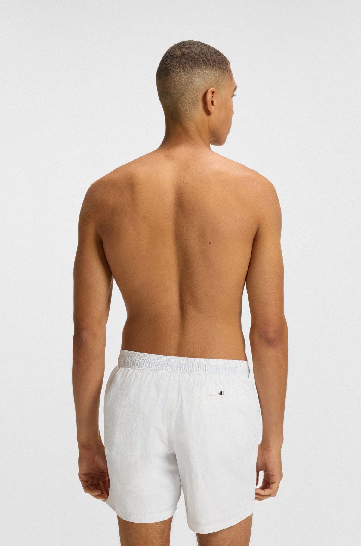 BOSS - Contrast-logo swim shorts in quick-drying fabric - White Product Image