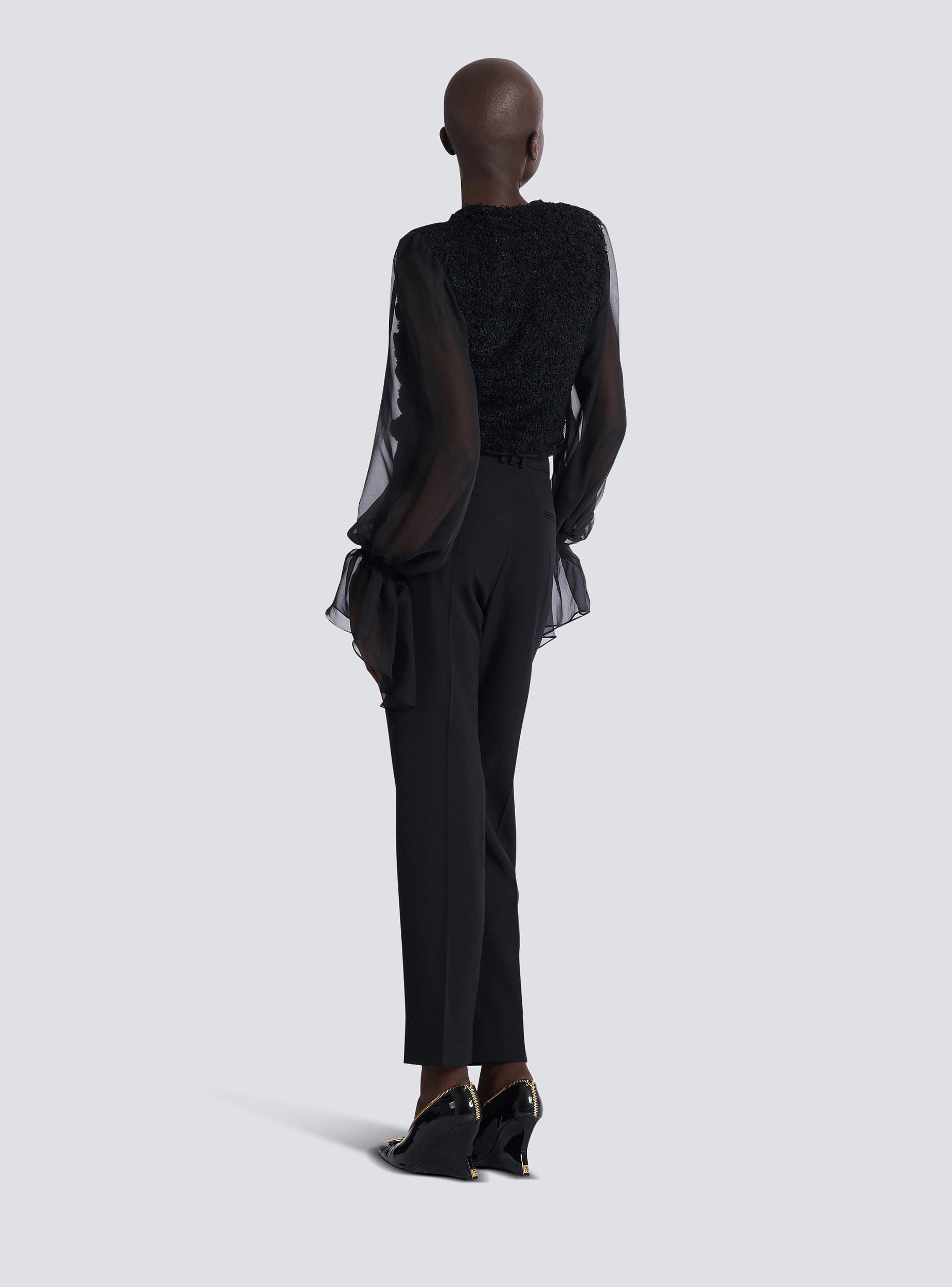 Edge-to-edge tweed and chiffon jacket  Product Image