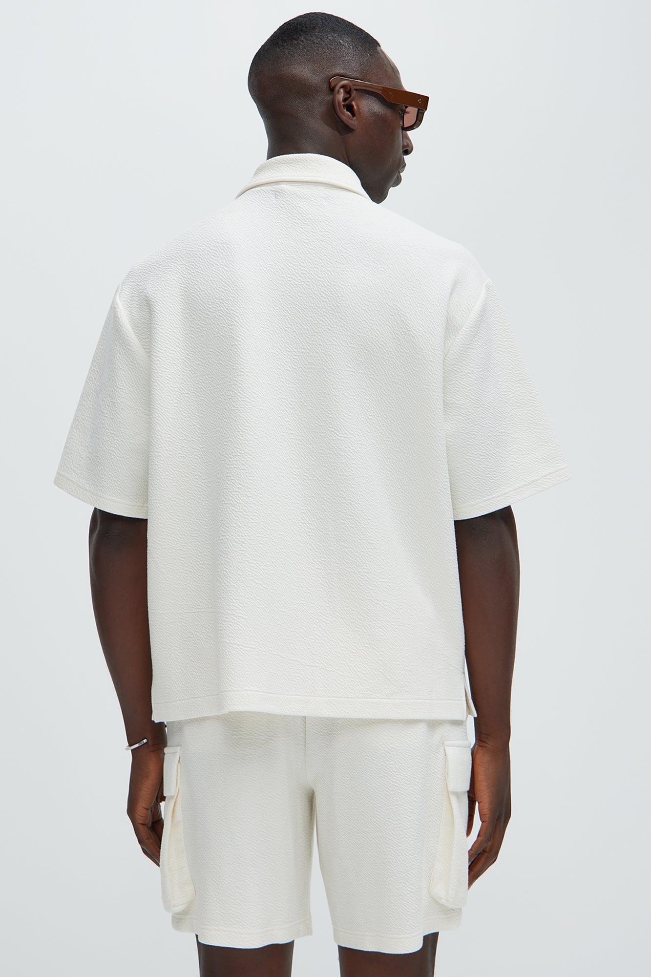 Lewis Zip Up Shirt - Cream Product Image