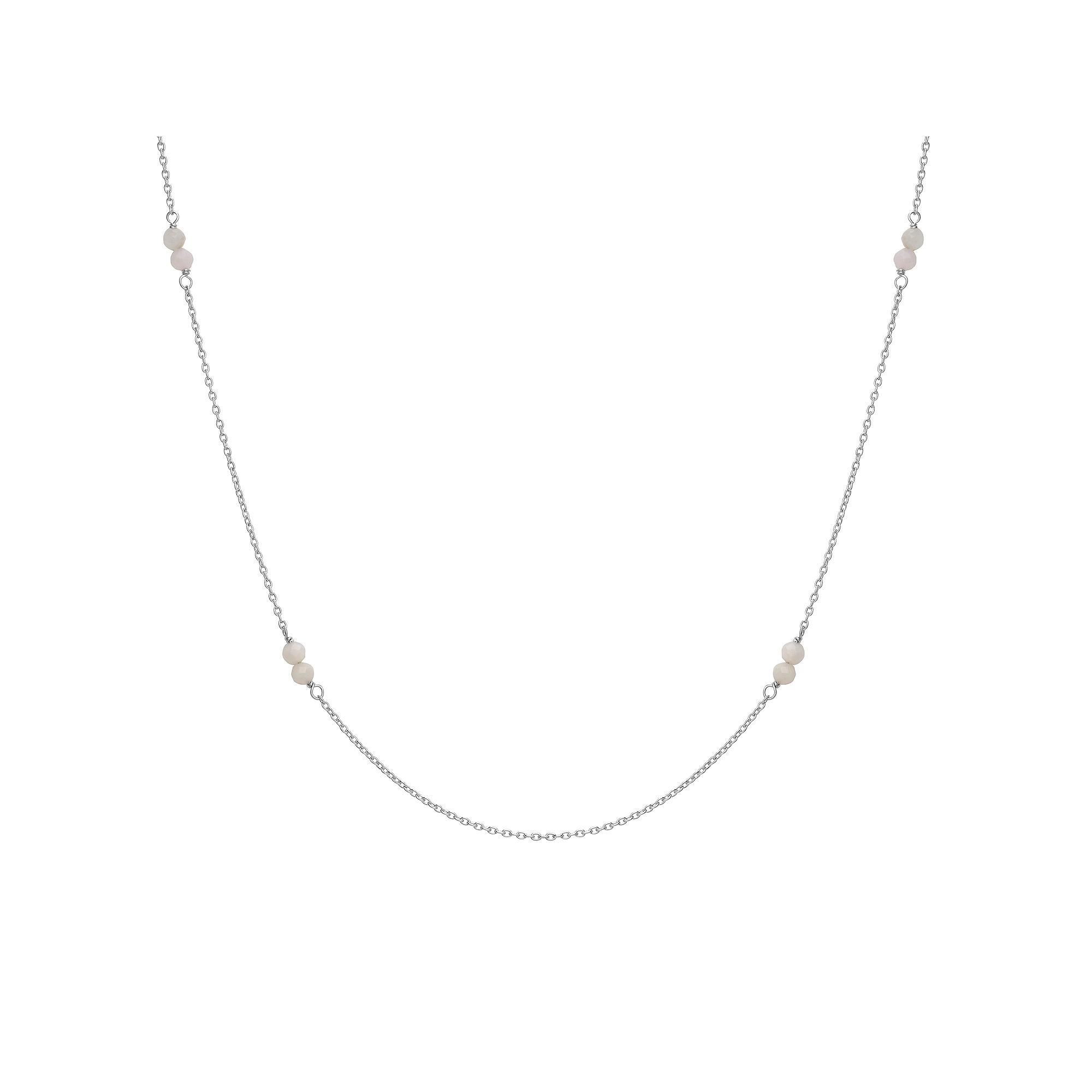 Gemistry Sterling Silver Gemstone Bead Station Necklace, Womens Black Spinel Product Image