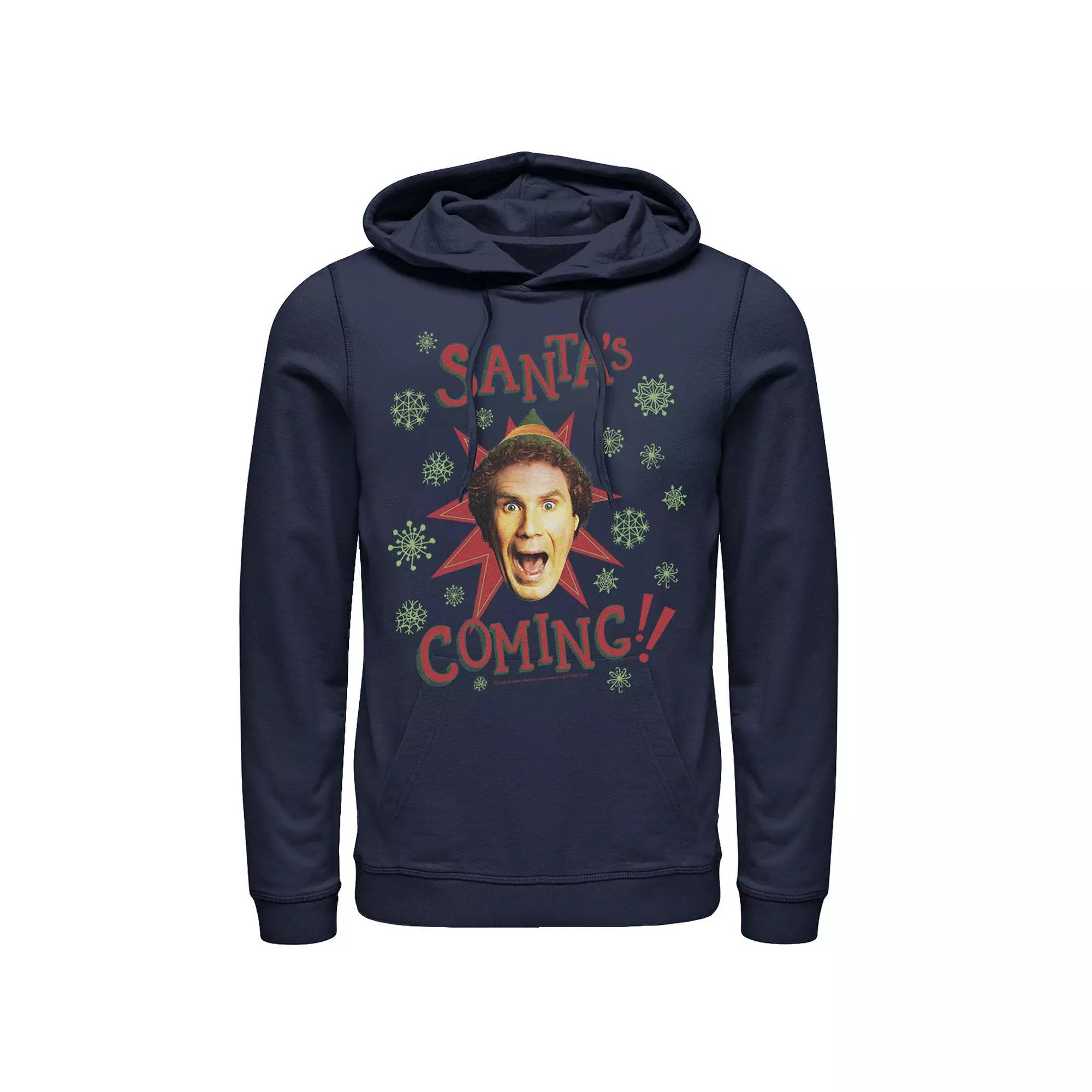 Men's Elf Buddy Santa's Coming Excited Smiling Portrait Hoodie,  Product Image