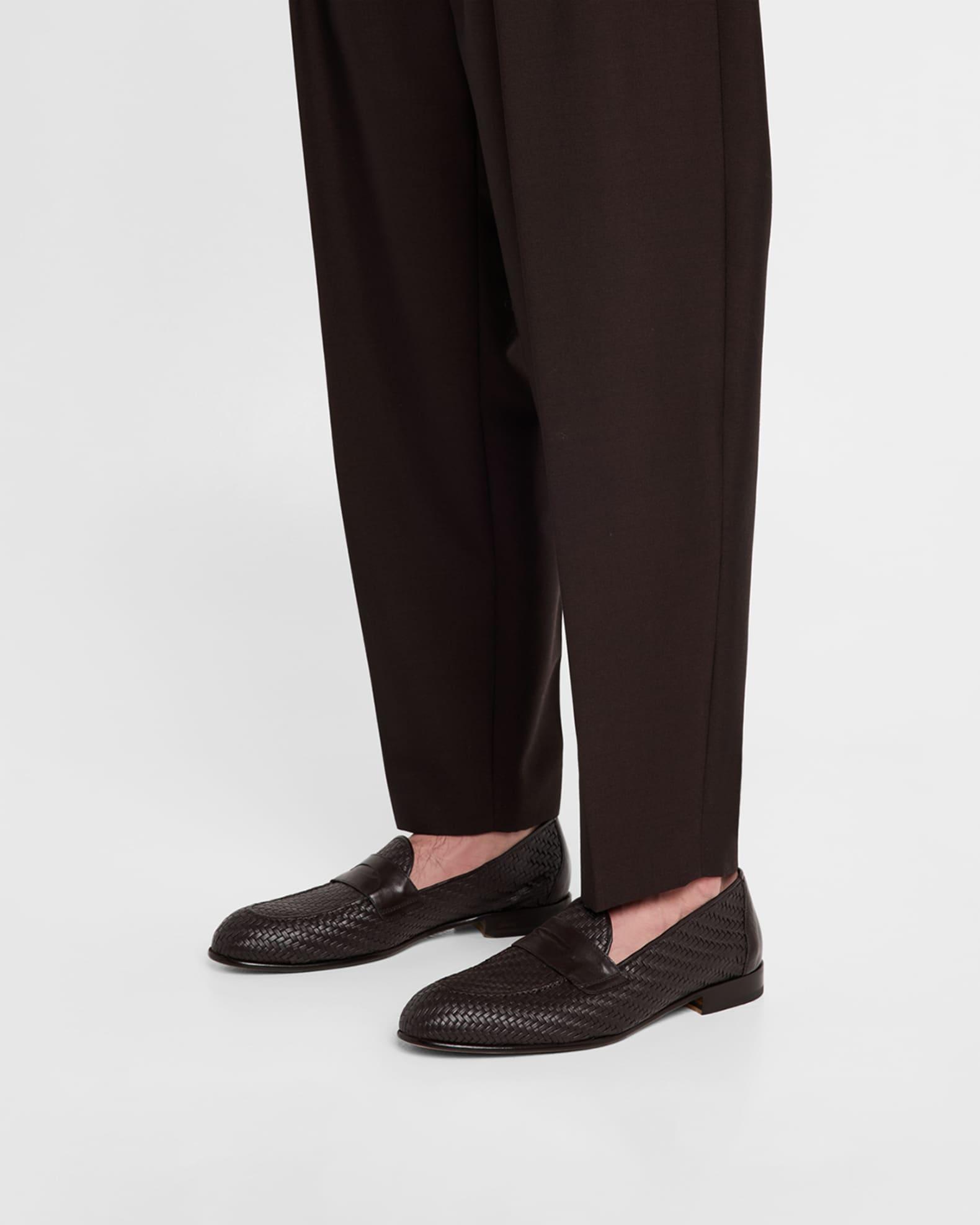 Men's Woven Napa Leather Penny Loafers Product Image