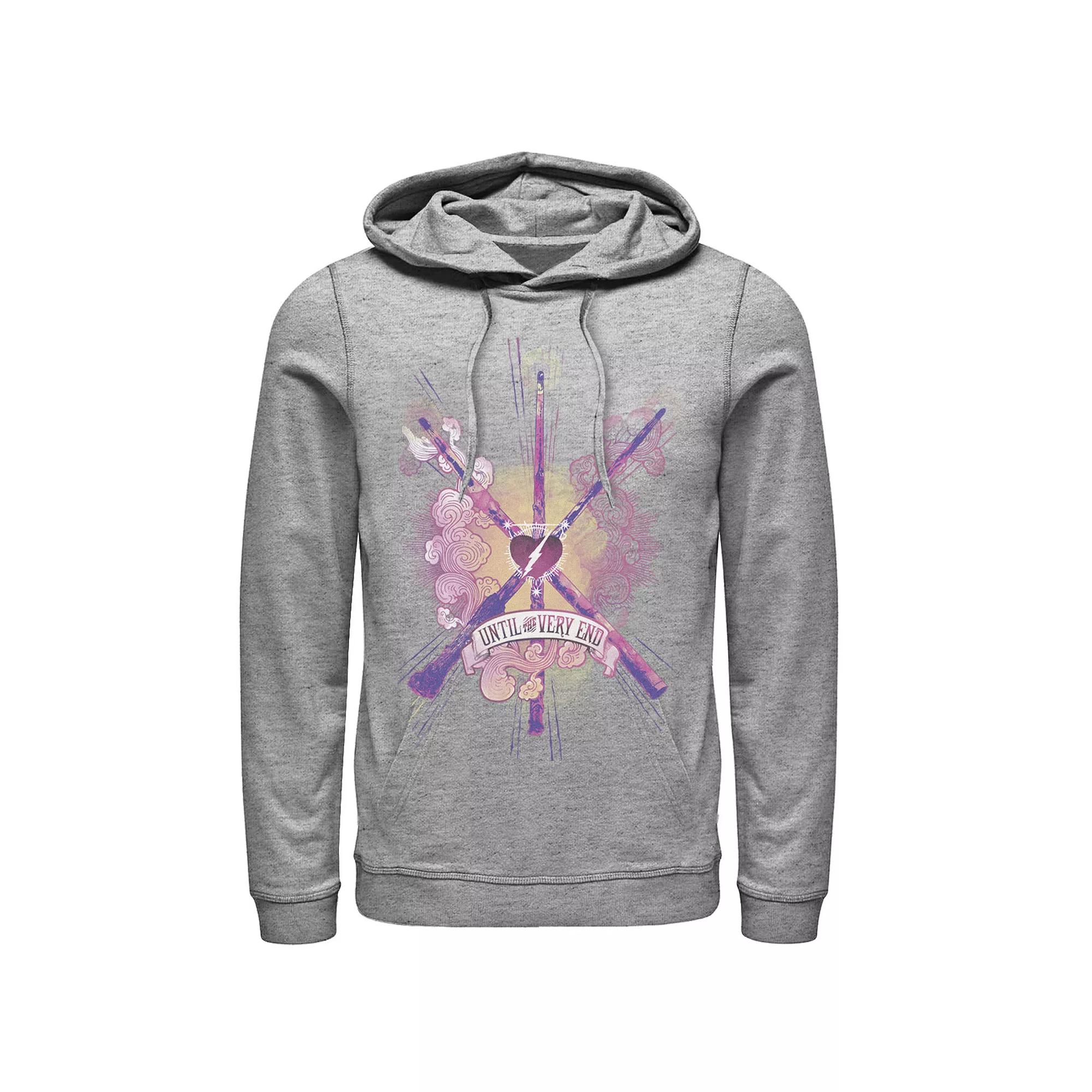 Men's Harry Potter Until The Very End Wands Hoodie, Size: Small, Athletic Grey Product Image