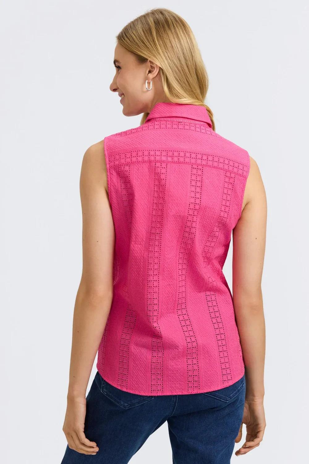 Foxcroft sleeveless eyelet button up 203554 Product Image