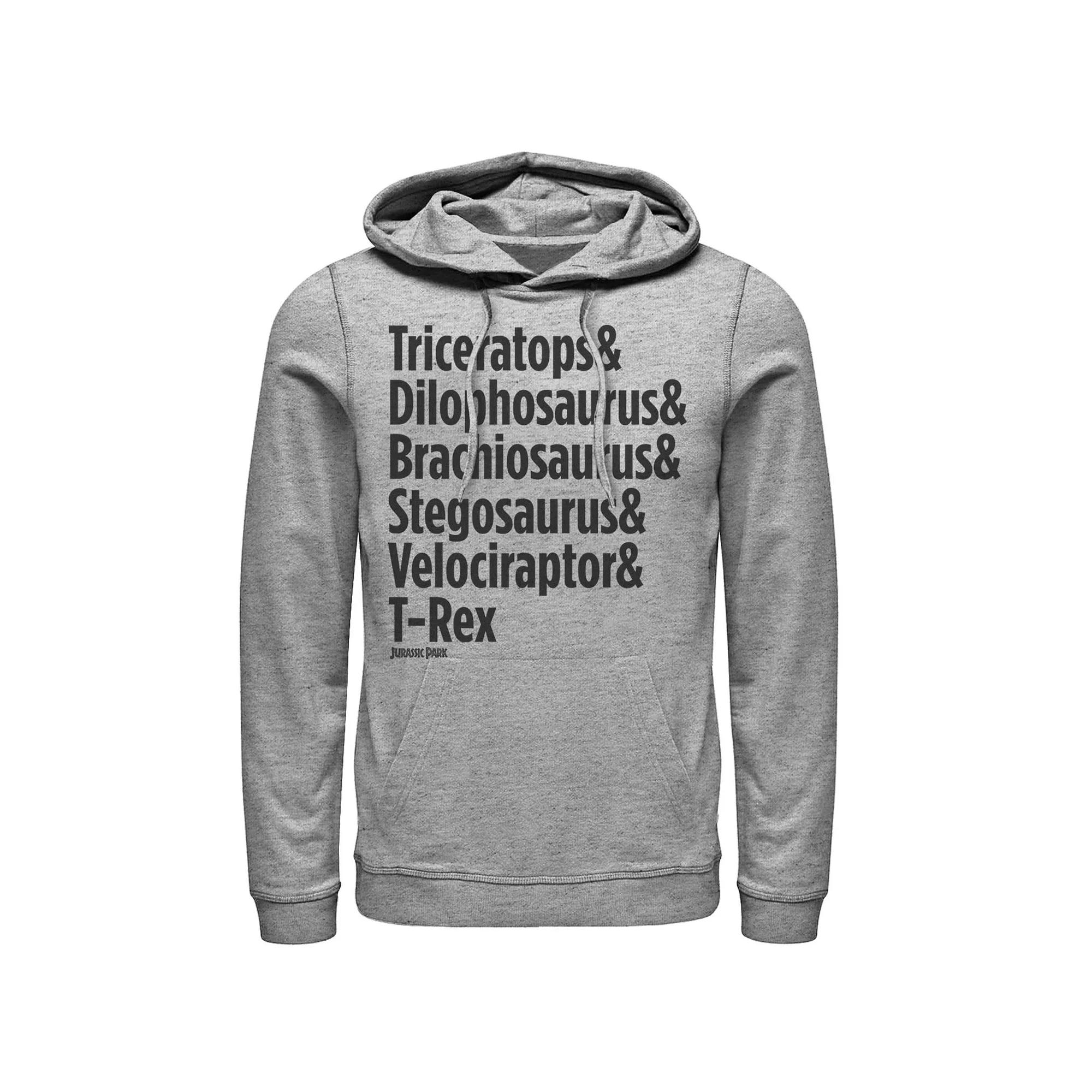 Men's Jurassic Park Dinosaur Name Types Graphic Hoodie,  Product Image