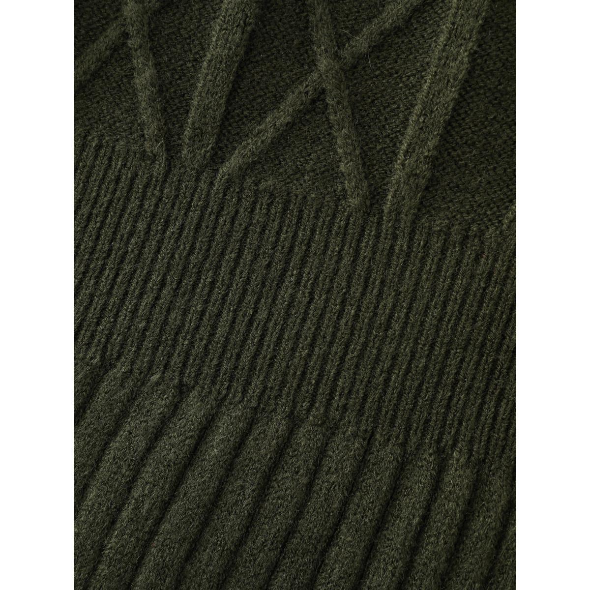 Plus Size Zipper Front Fit and Flare Midi Sweater Dress ArmyGreen Women Timeless Bodycon Long Sleeve Casual Sweater Dresses BloomChic 14-16/1X Product Image