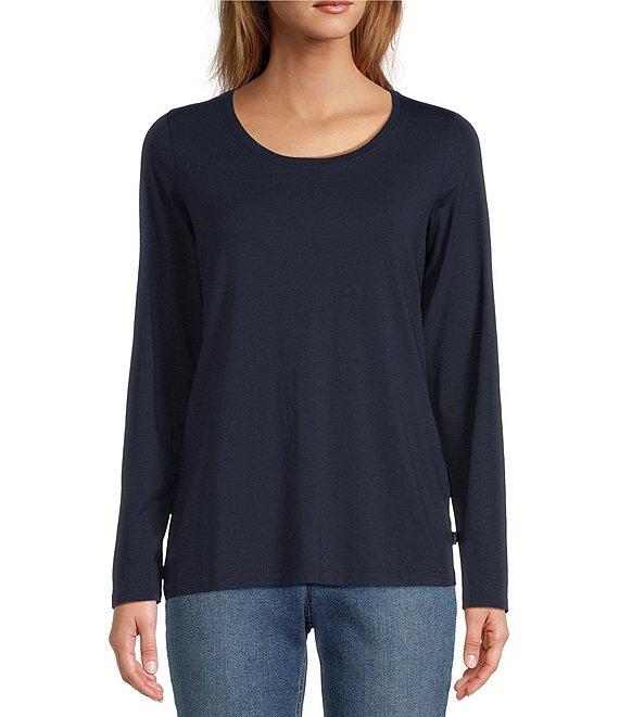 L.L.Bean Soft Stretch Knit Supima® Cotton Blend Scoop Neck Long Sleeve Tee Shirt Product Image