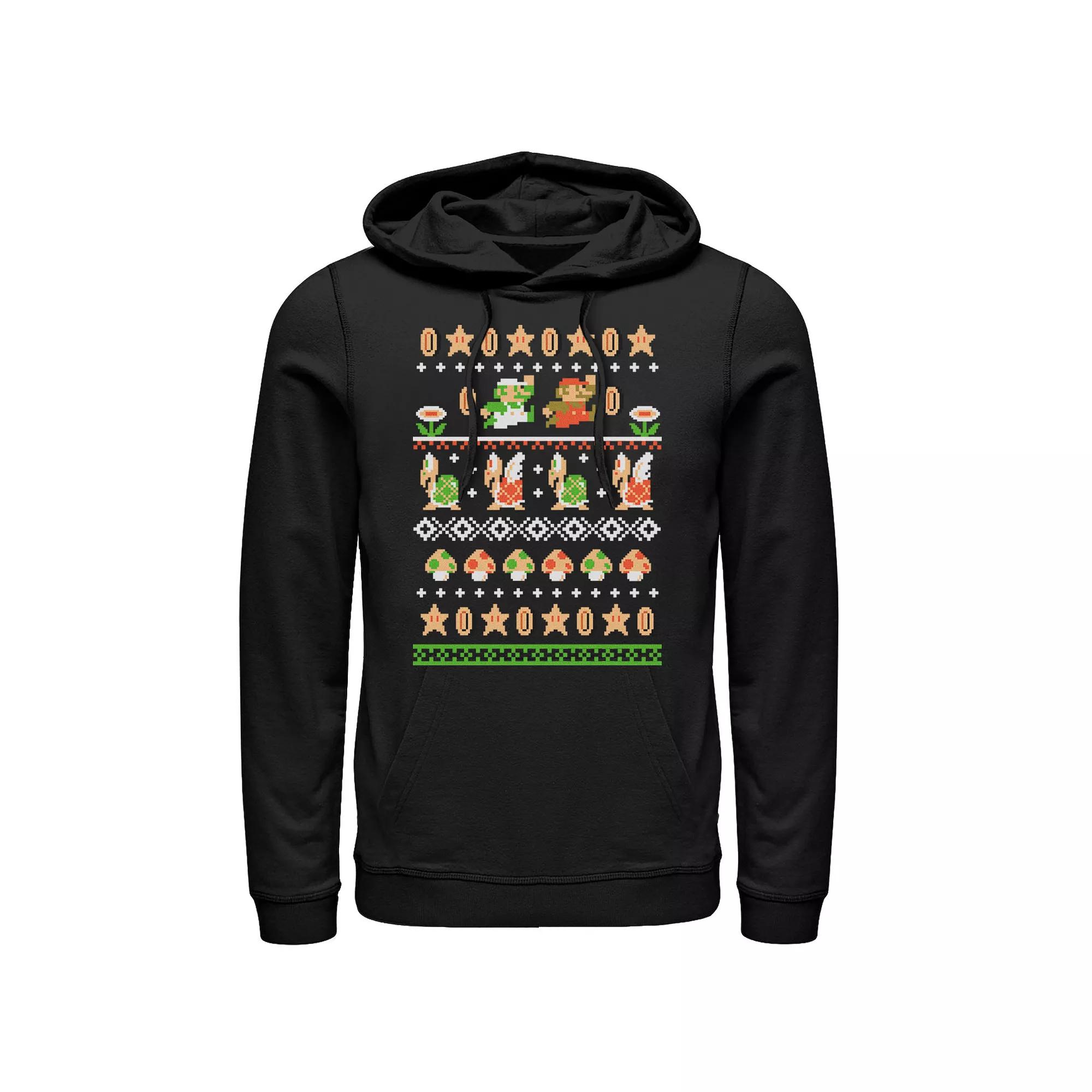 Men's Nintendo Super Mario Nordic Pattern Hoodie,  Product Image
