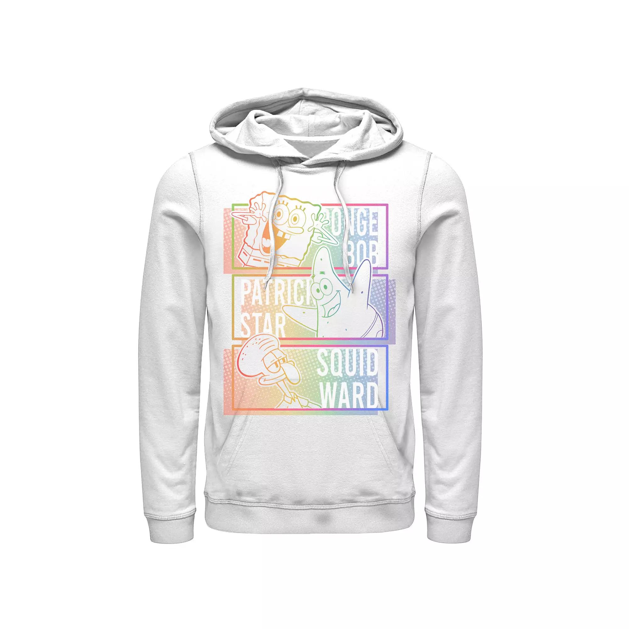Men's Nickelodeon SpongeBob Patrick Squidward Rainbow Stack Hoodie,  Product Image
