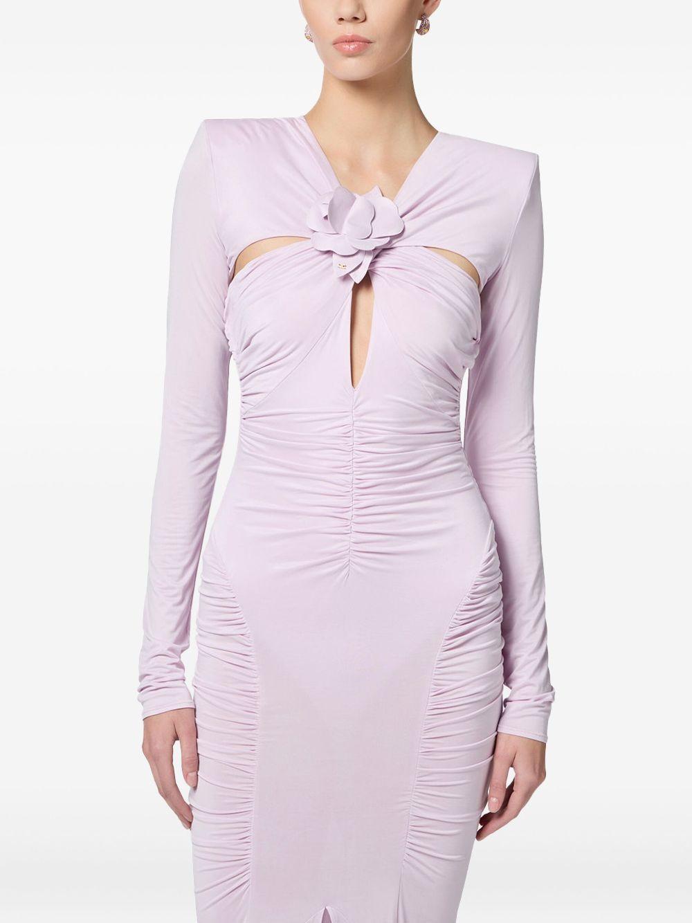 flower-embellished long-sleeve dress Product Image