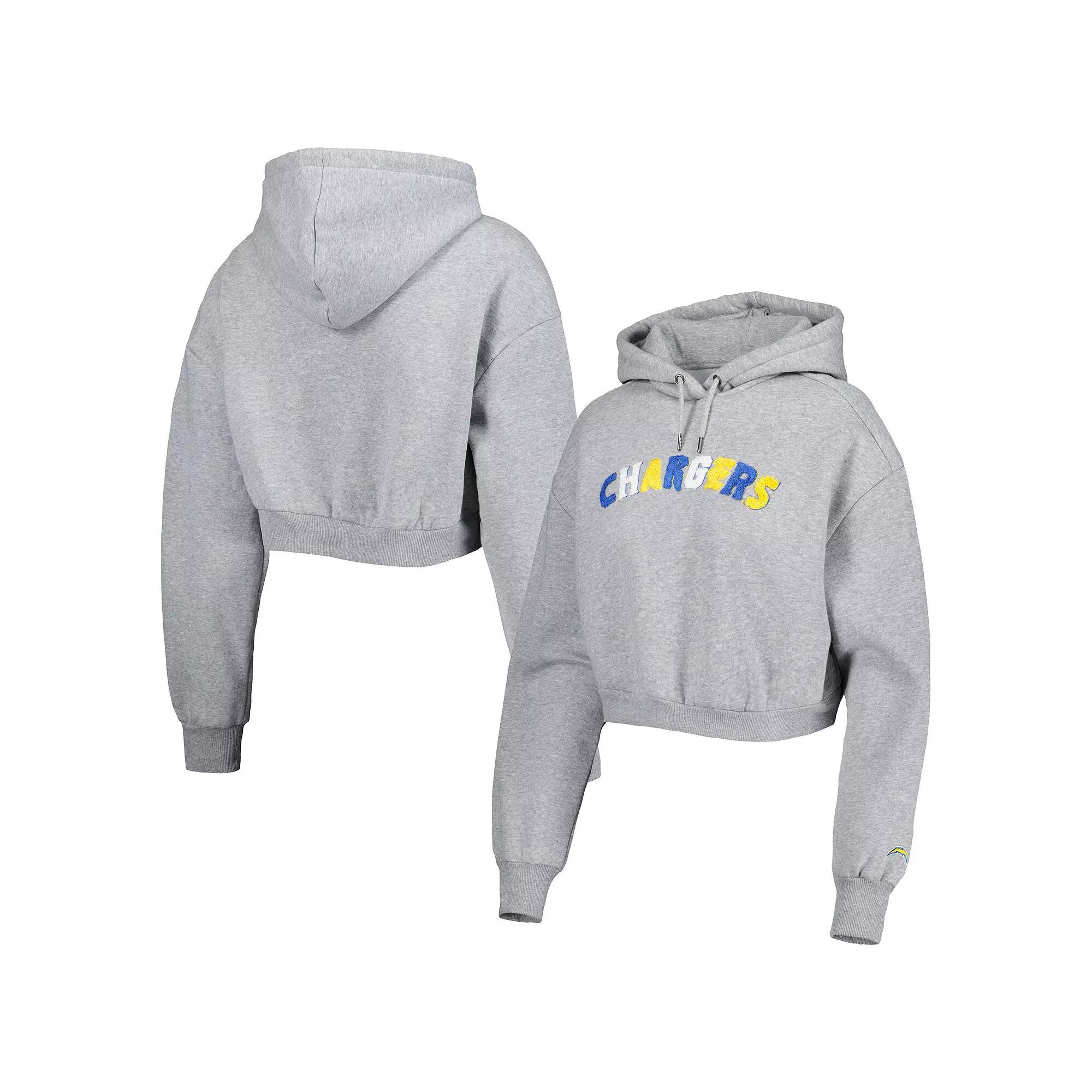 Women's The Wild Collective Gray Los Angeles Chargers Cropped Pullover Hoodie,  Product Image