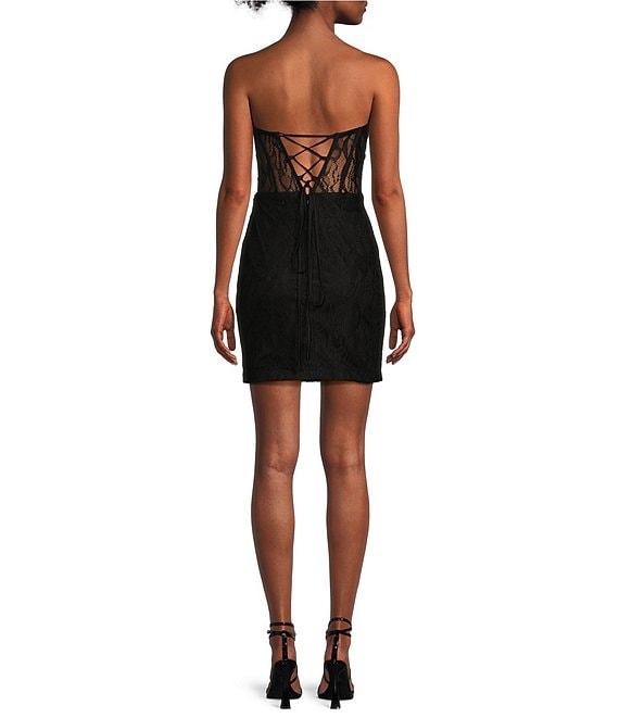 Blondie Nites Strapless Sleeveless Corset Short Lace Slim Dress Product Image