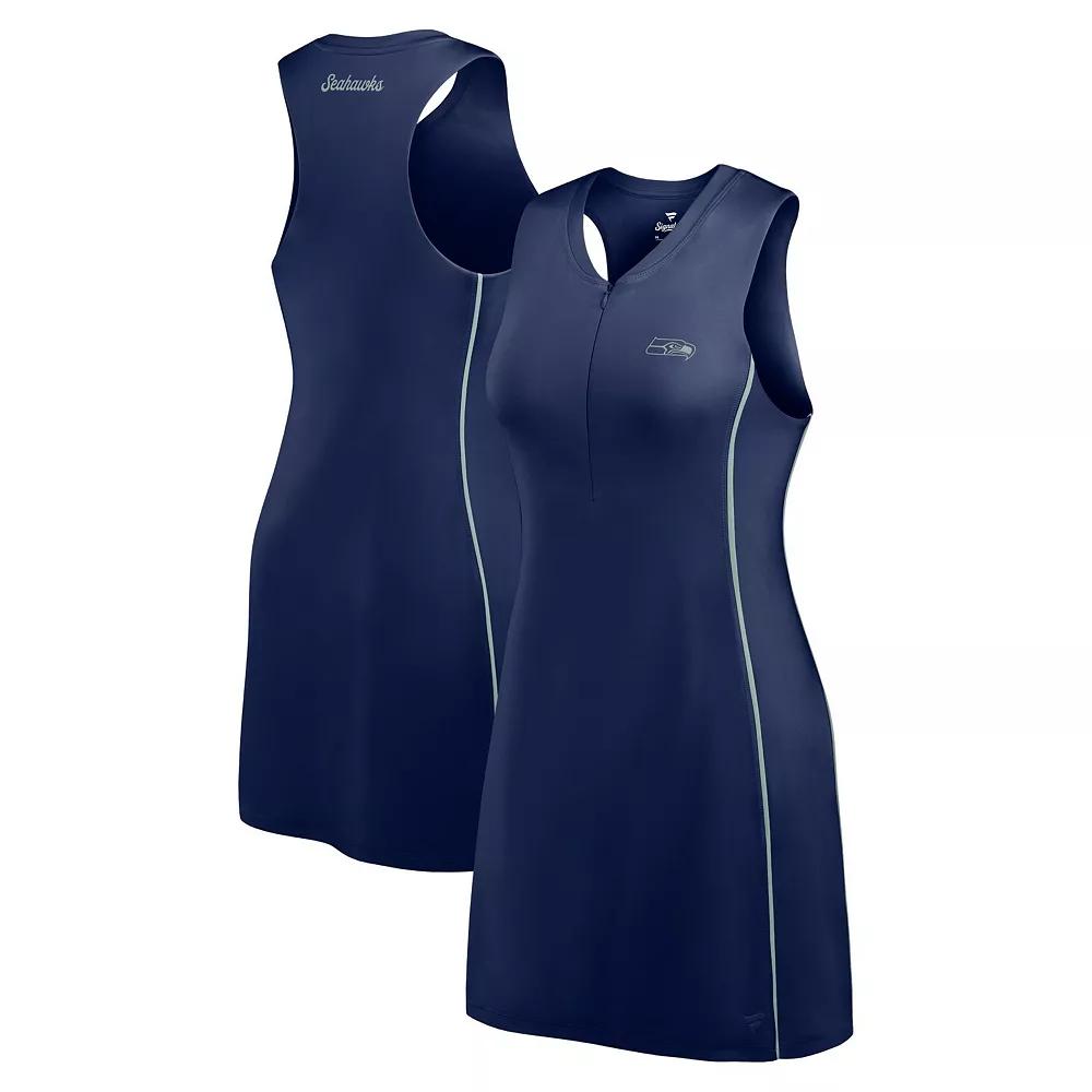 Women's Fanatics College Navy Seattle Seahawks Studio Boost Athletic Half-Zip Dress,  Product Image