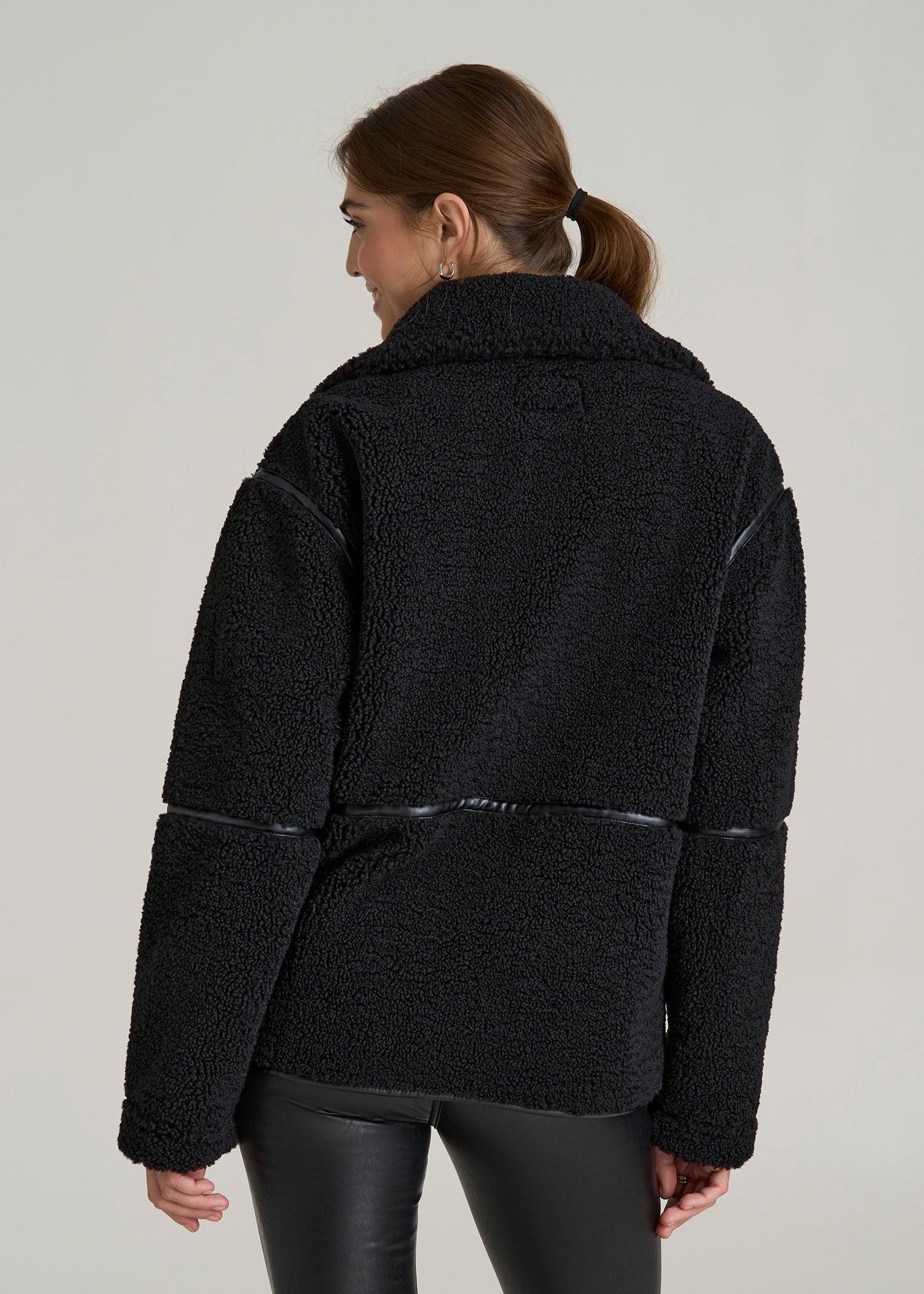 Relaxed Shearling Jacket for Tall Women in Black Female Product Image