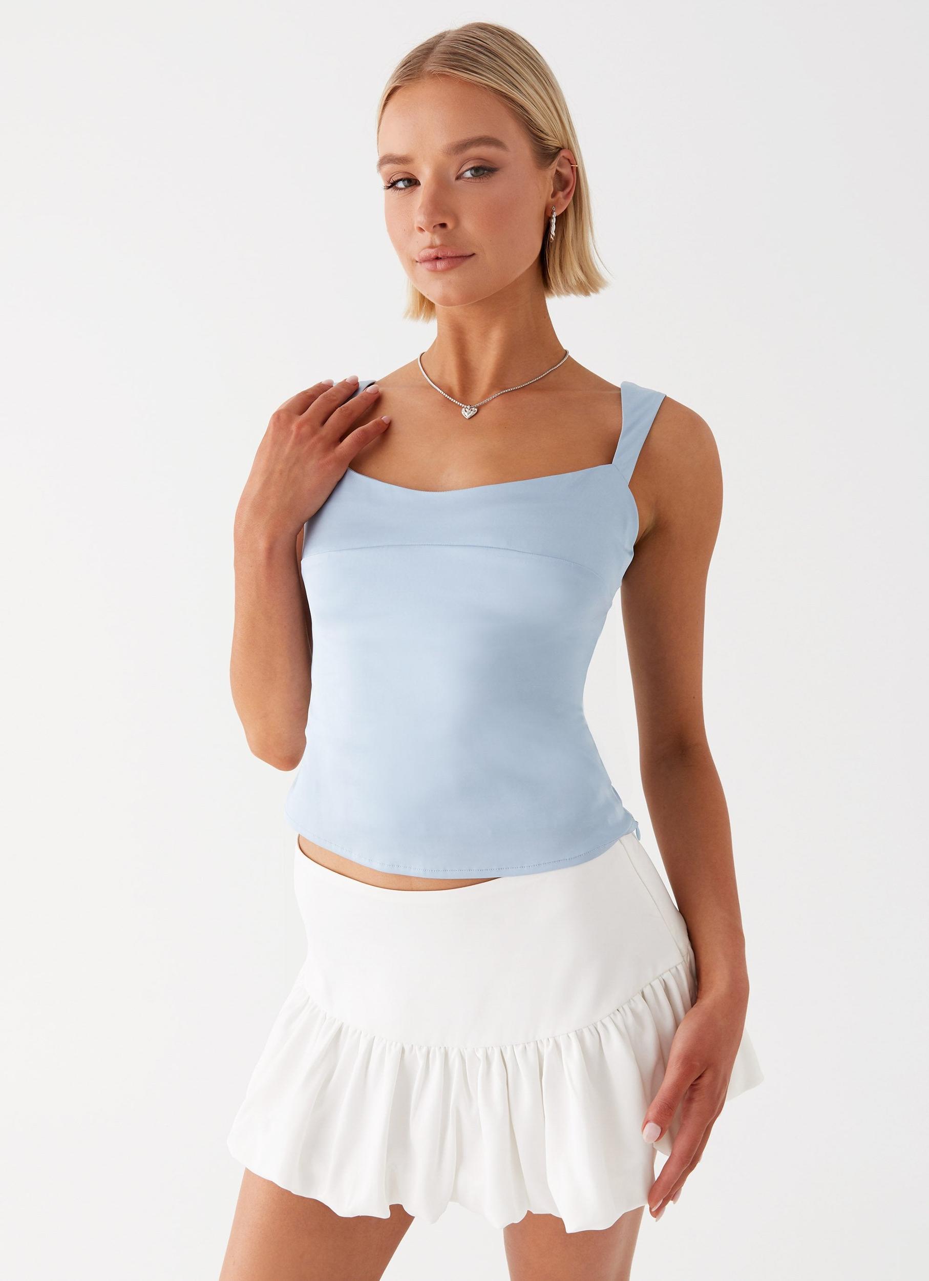 Lylah Satin Top - Blue Product Image