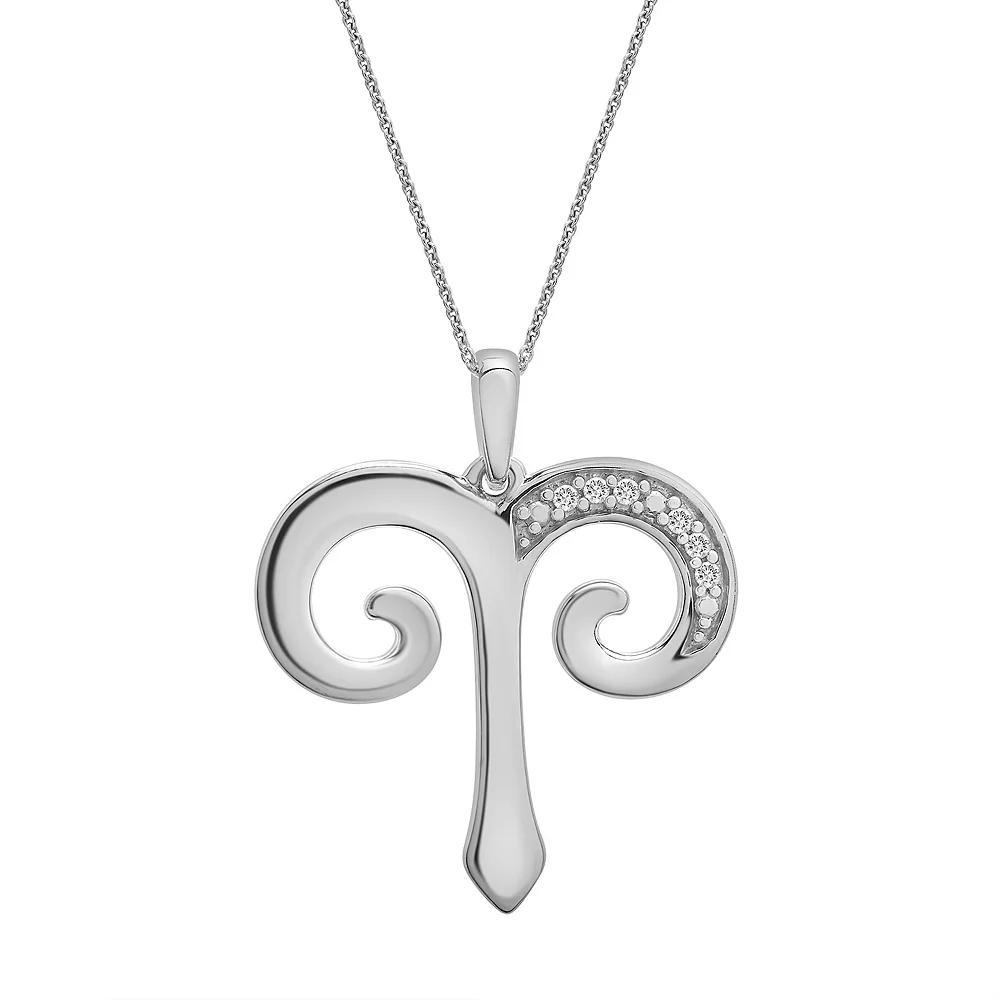 Sterling Silver Diamond Accent Zodiac Sign Pendant Necklace, Women's, Size: 18", Aries Product Image