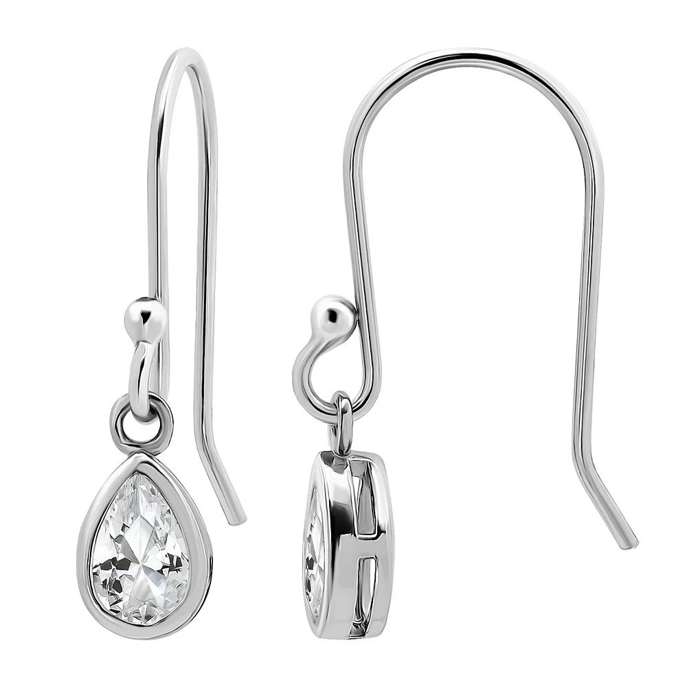 Aleure Precioso Sterling Silver Cubic Zirconia Pear Cut Drop Earrings, Women's Product Image