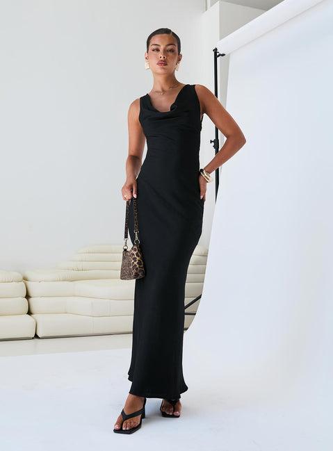 Make Memories Cowl Neck Maxi Dress Black Product Image