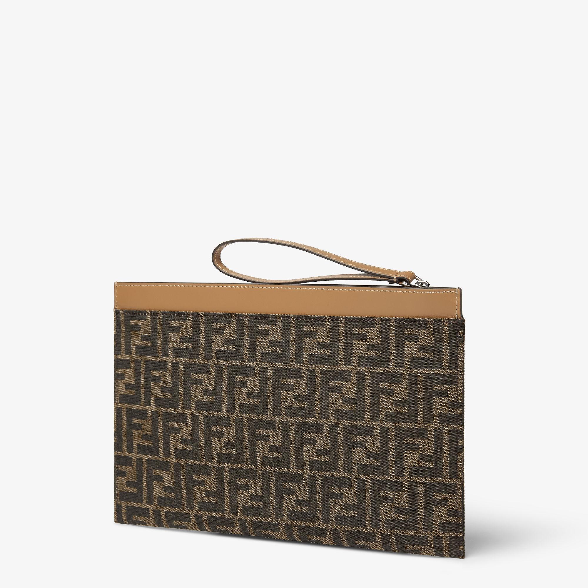 FF Jacquard Flat Pouch MediumBrown fabric pouch Product Image