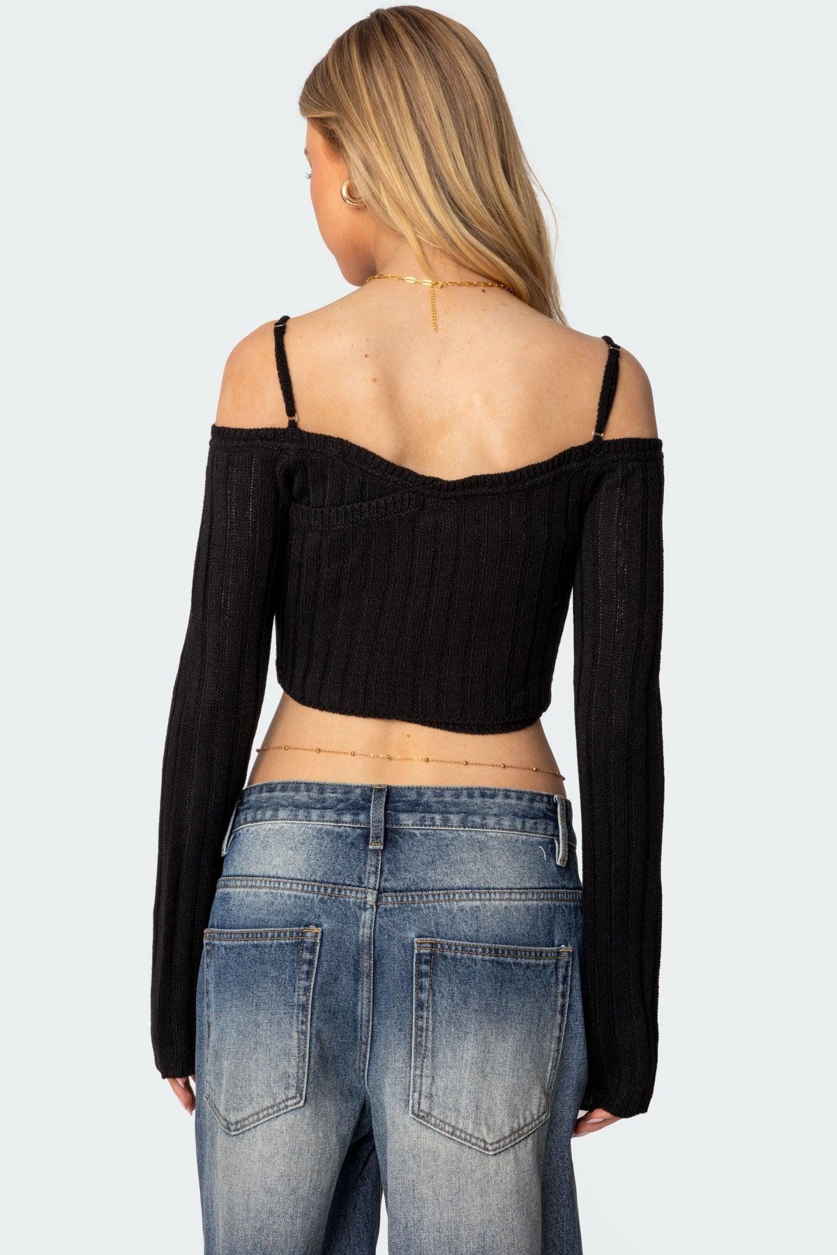 Triangle Hem Off Shoulder Sweater Product Image