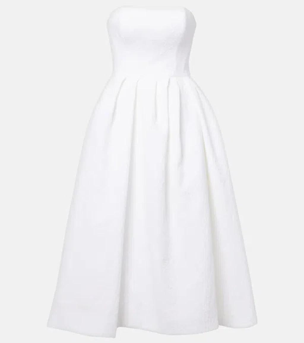 CAROLINA HERRERA Strapless Brocade Midi Dress In White Product Image