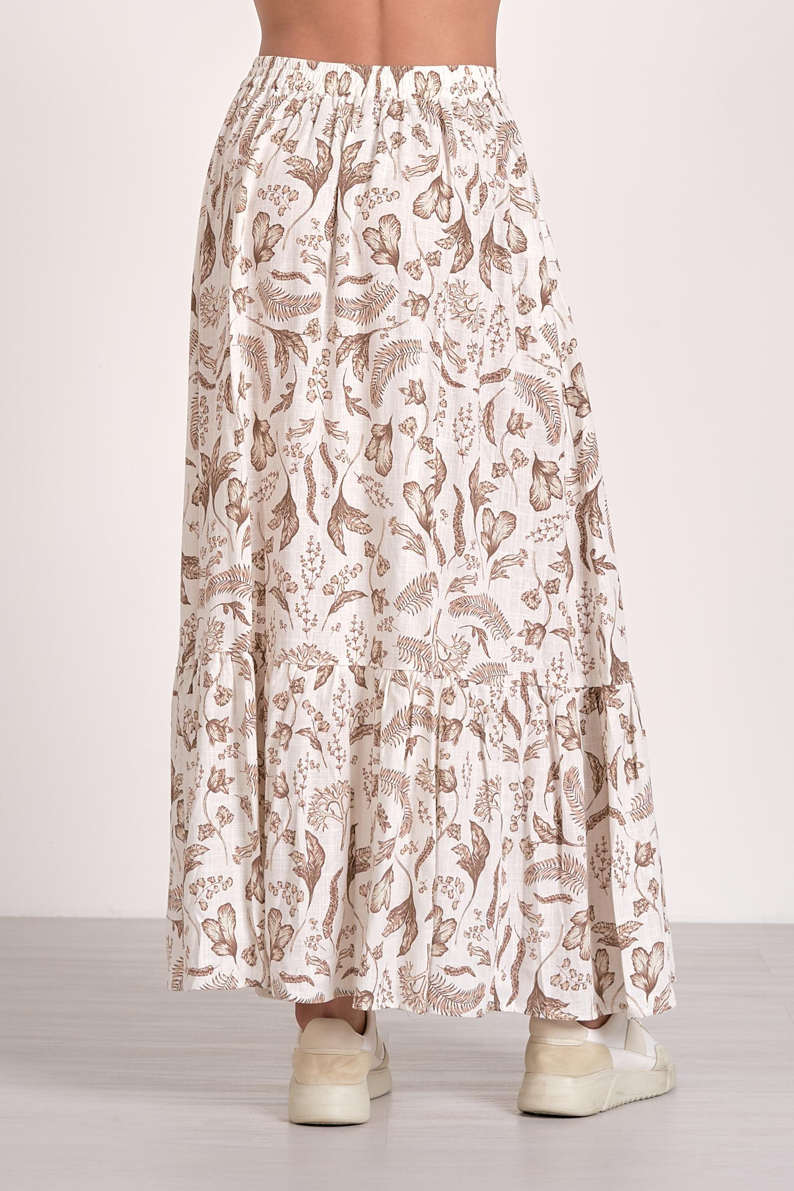 Brown Floral Print Maxi Skirt Product Image