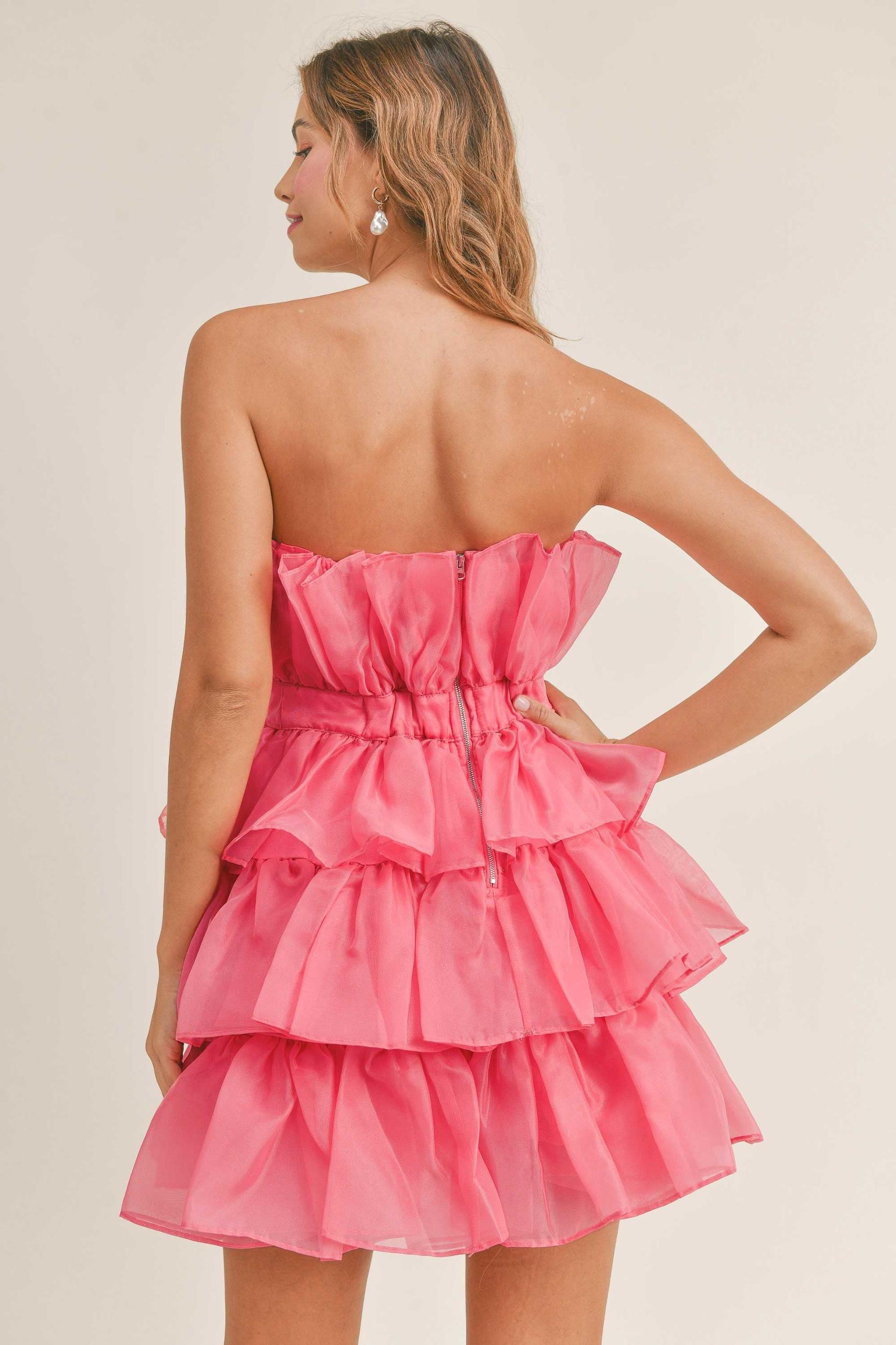 Organza Tulle Tiered Mini Dress Product Image