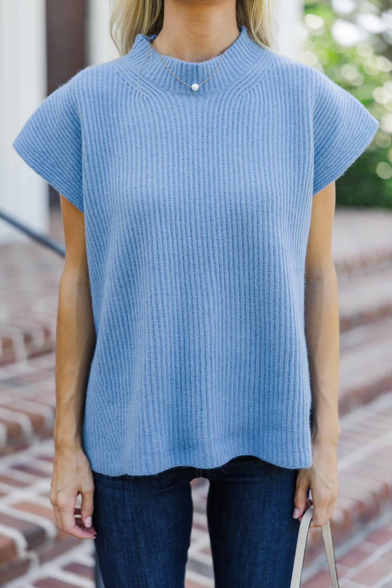 The Slouchy Blue Short Sleeve Sweater Female Product Image