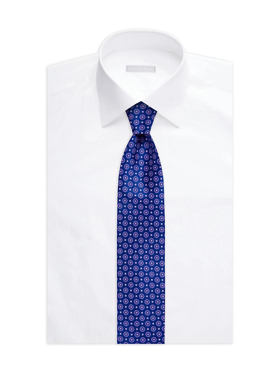 Mens Contrast Geometric Silk Tie Product Image