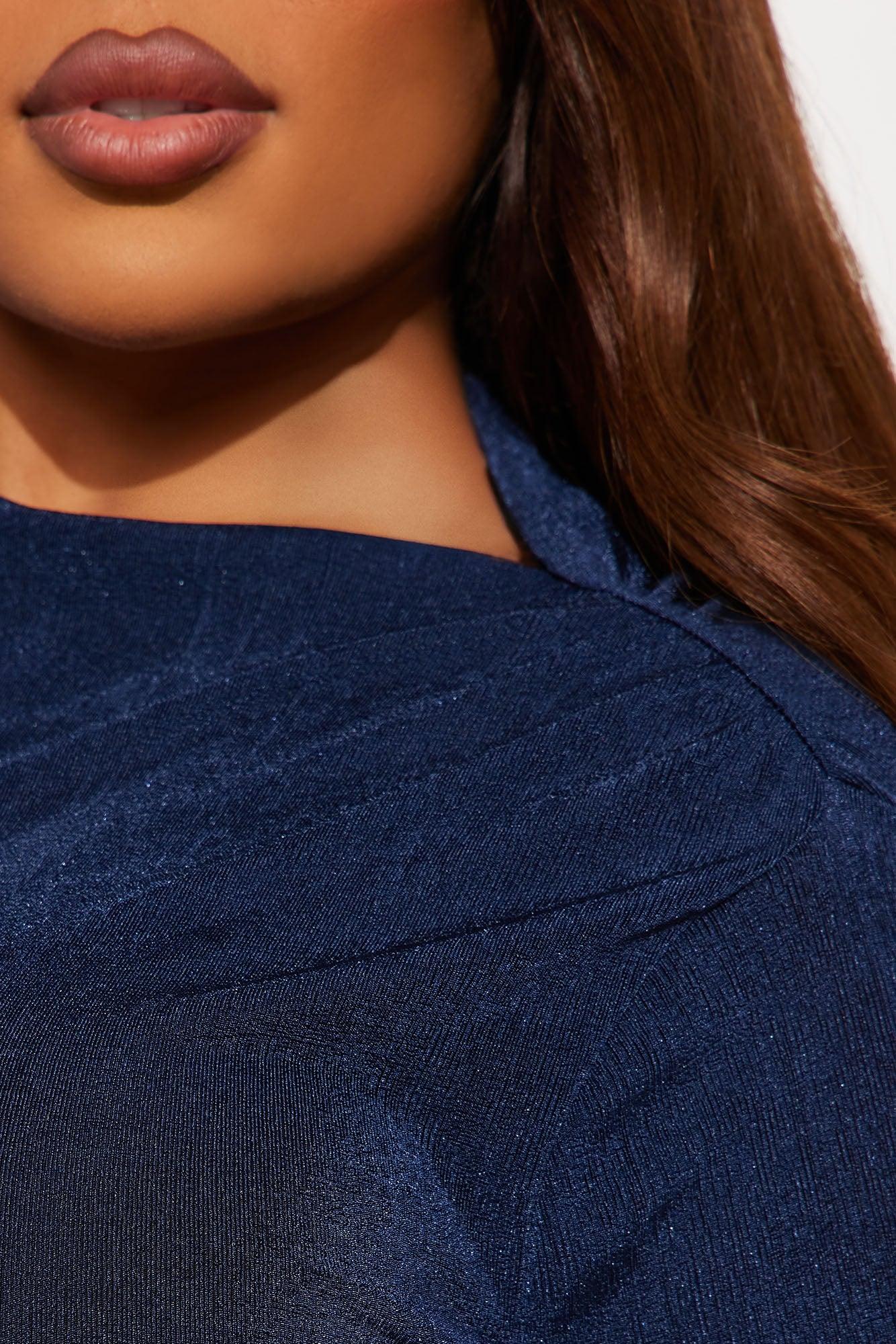 Nancy Long Sleeve High Neck Bodysuit - Navy Female Product Image