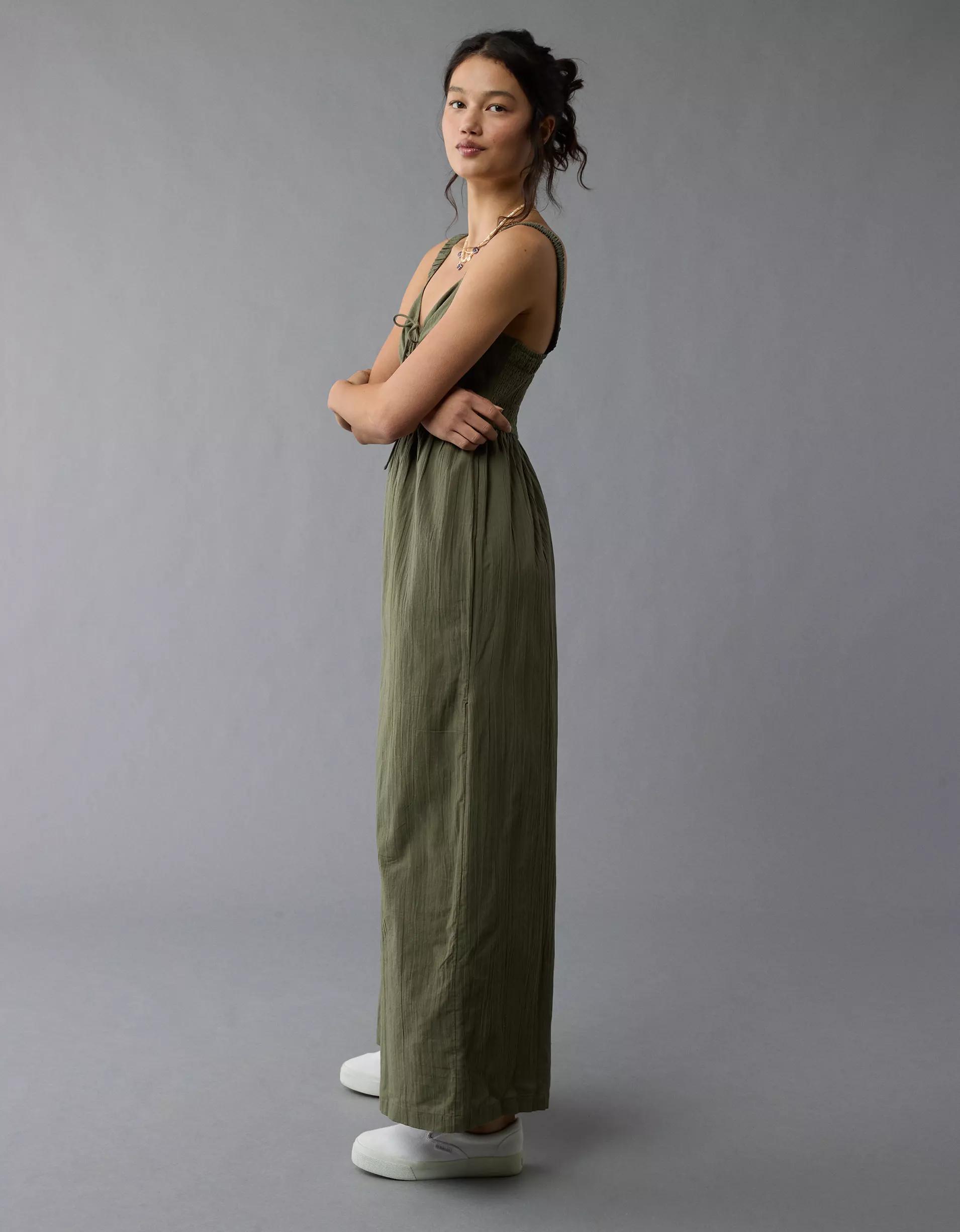 AE Tie Front V-Neck Jumpsuit Product Image