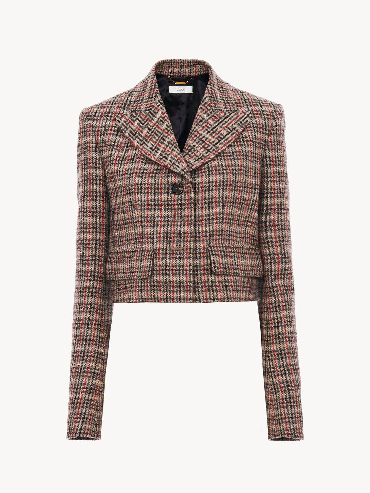 Cropped Spencer jacket in houndstooth wool Product Image
