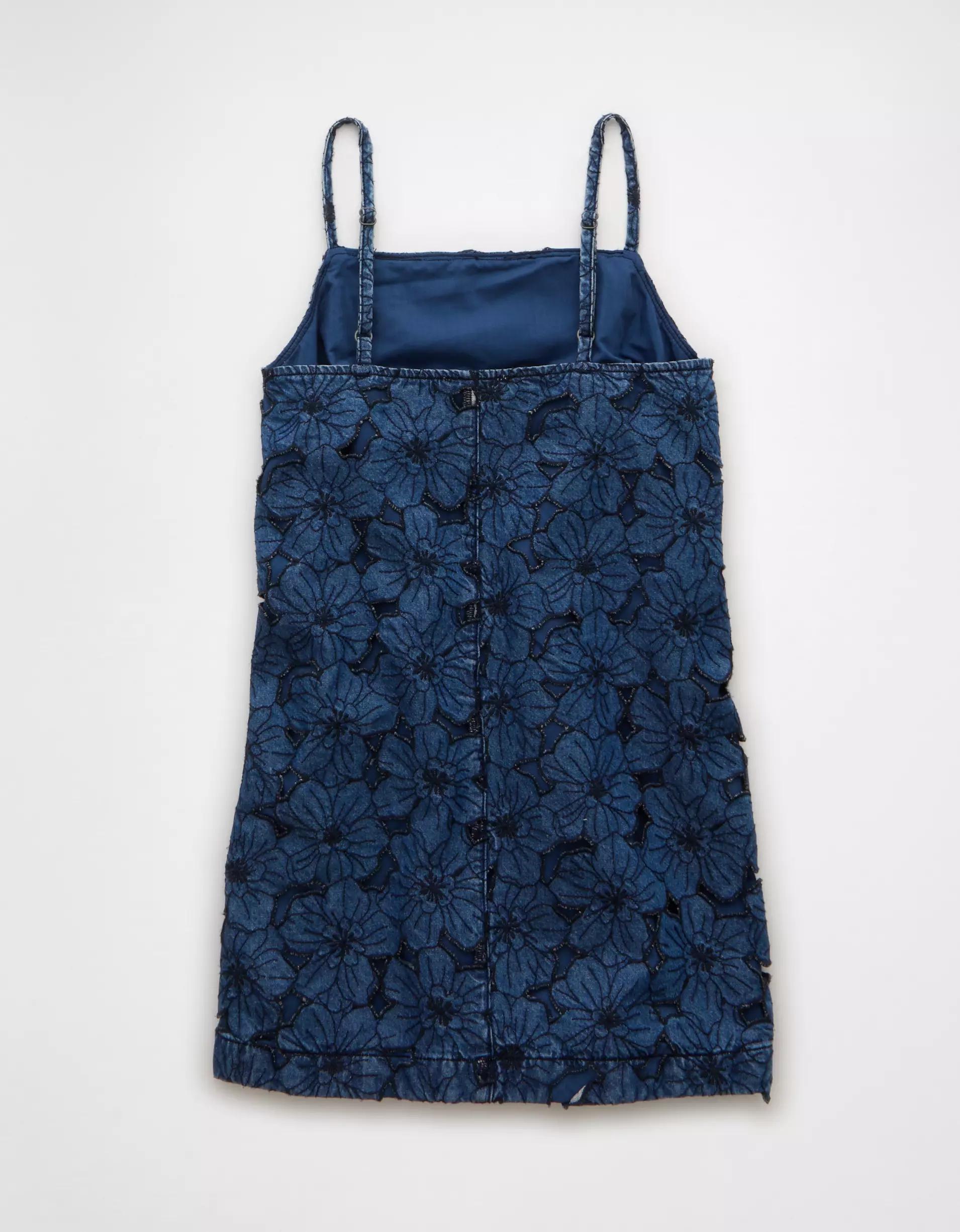 AE Floral Denim Mini Shift Dress Product Image