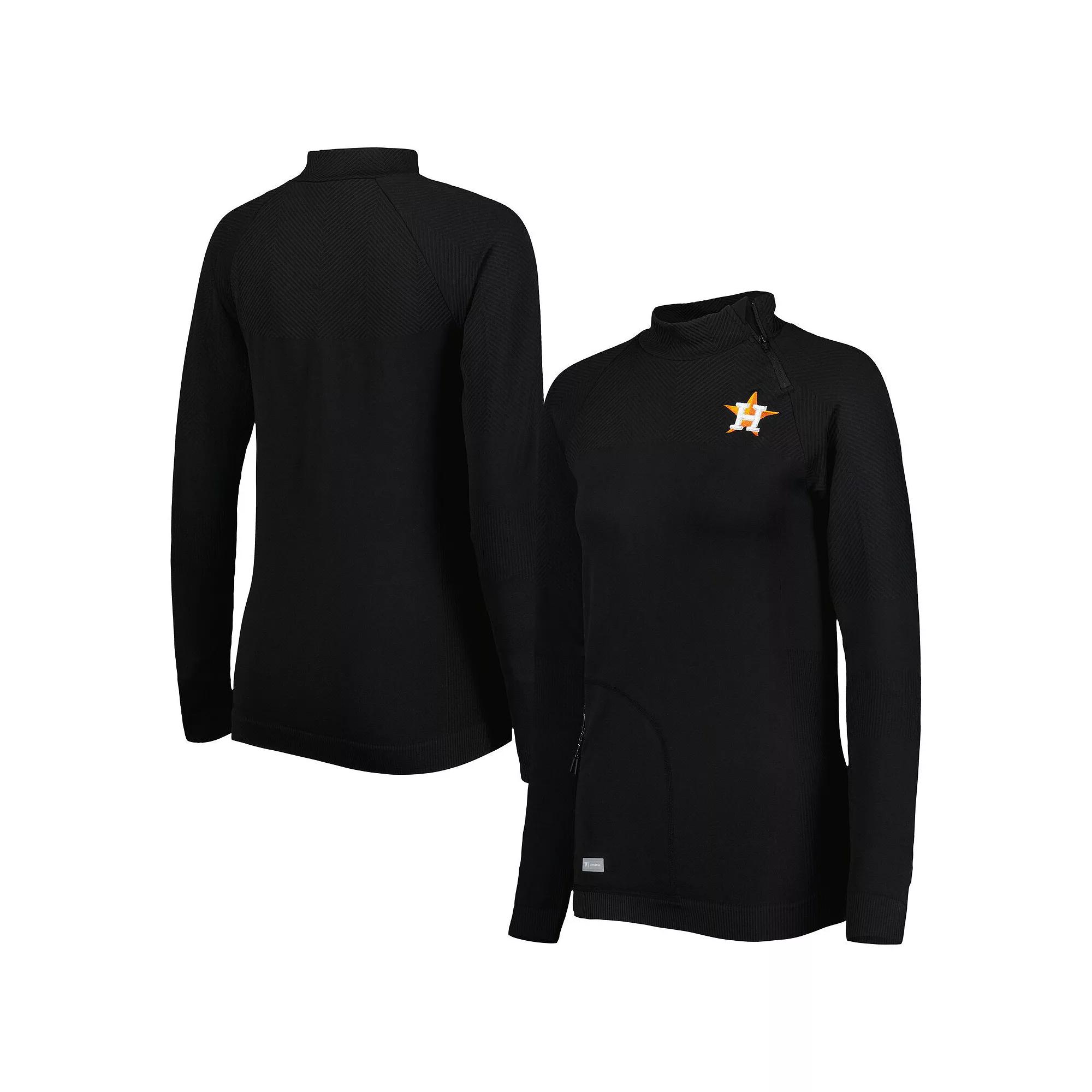 Women's Levelwear Black Houston Astros Verse Asymmetrical Raglan Tri-Blend Quarter-Zip Jacket,  Product Image