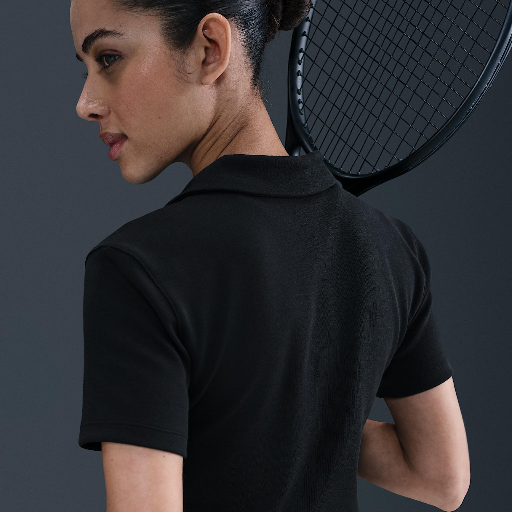 Nike Womens Court Heritage Short-Sleeve Cropped Tennis Polo | HJ8992-010 Product Image