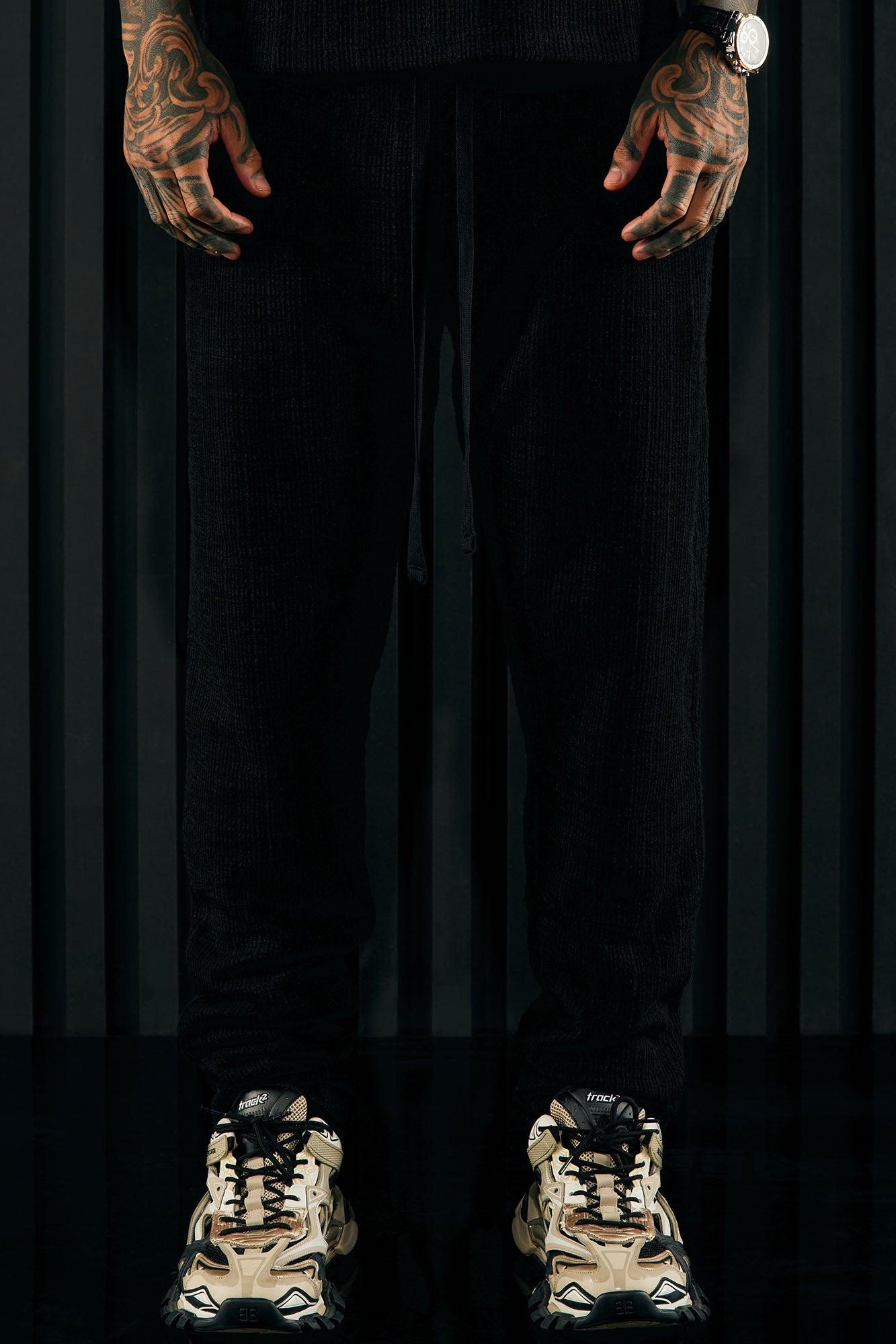 Dean Textured Slim Pants - Black Product Image
