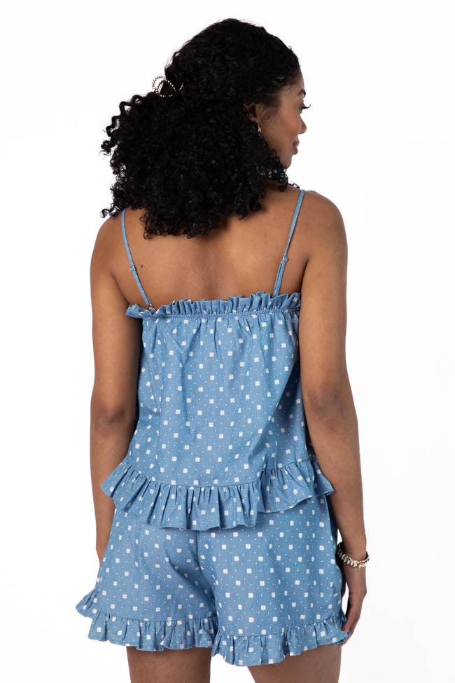 Perfect Playlist Blue Printed Chambray Set FINAL SALE Product Image