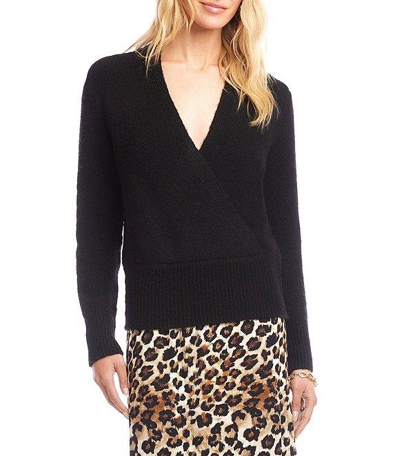 Karen Kane Knit Long Sleeve Faux Wrap Top Product Image
