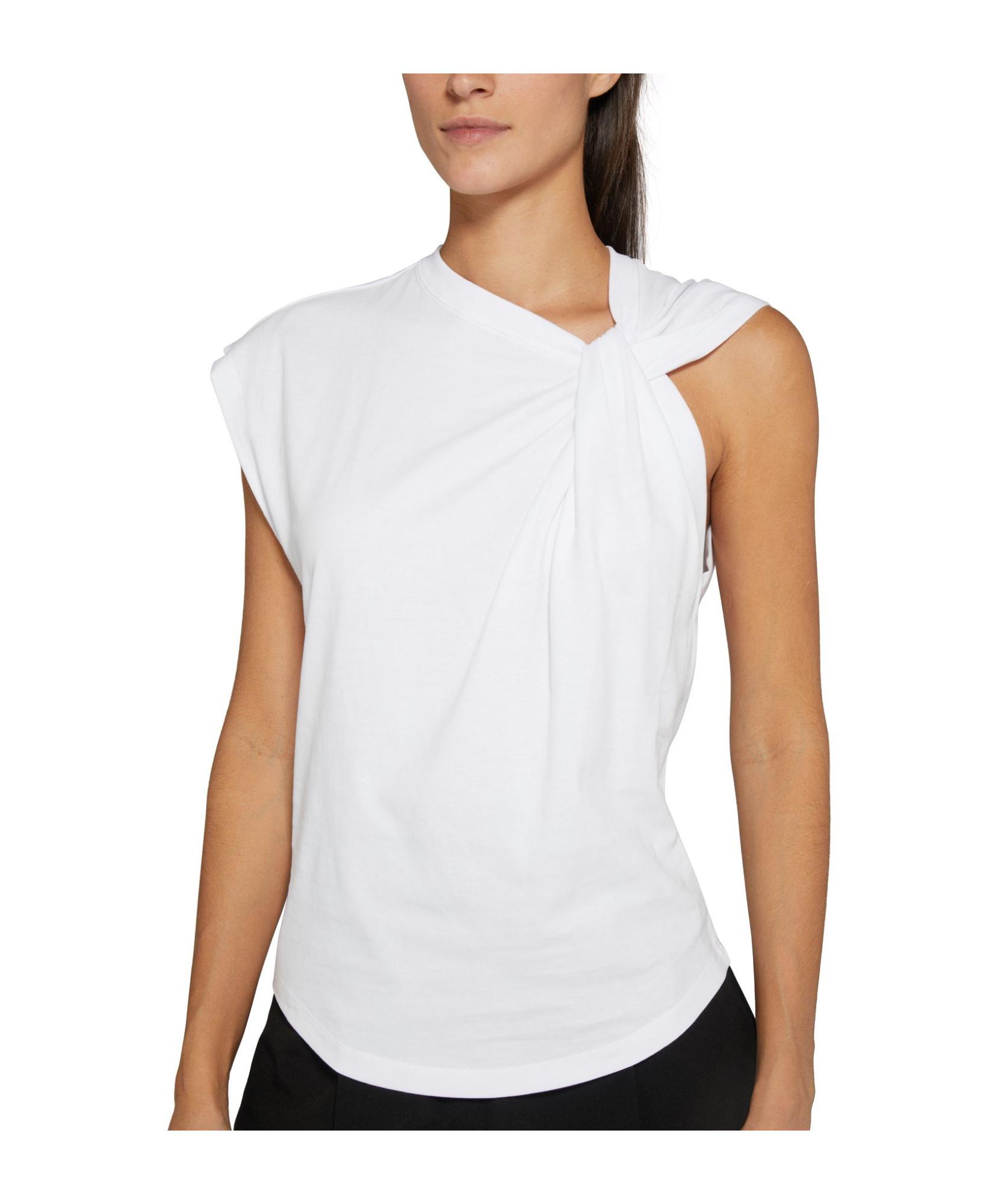 ISABEL MARANT Cap Sleeves Knot-detail Cotton Top In White Product Image