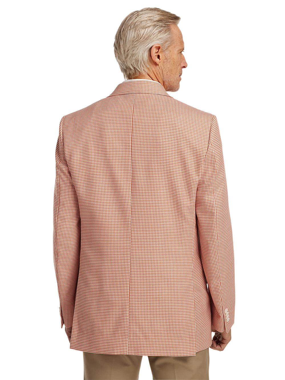 Wool Houndstooth Single Breasted Peak Lapel Sport Coat - Melon Product Image
