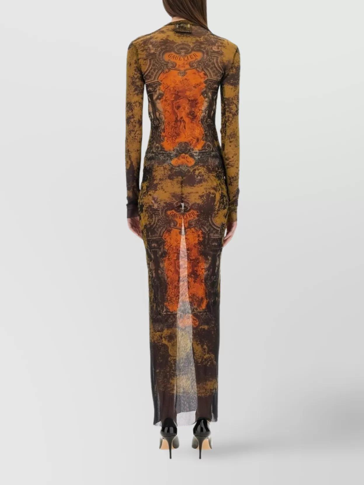 JEAN PAUL GAULTIER Graphic Print Full-length Dress With Long Sleeves In Black Product Image