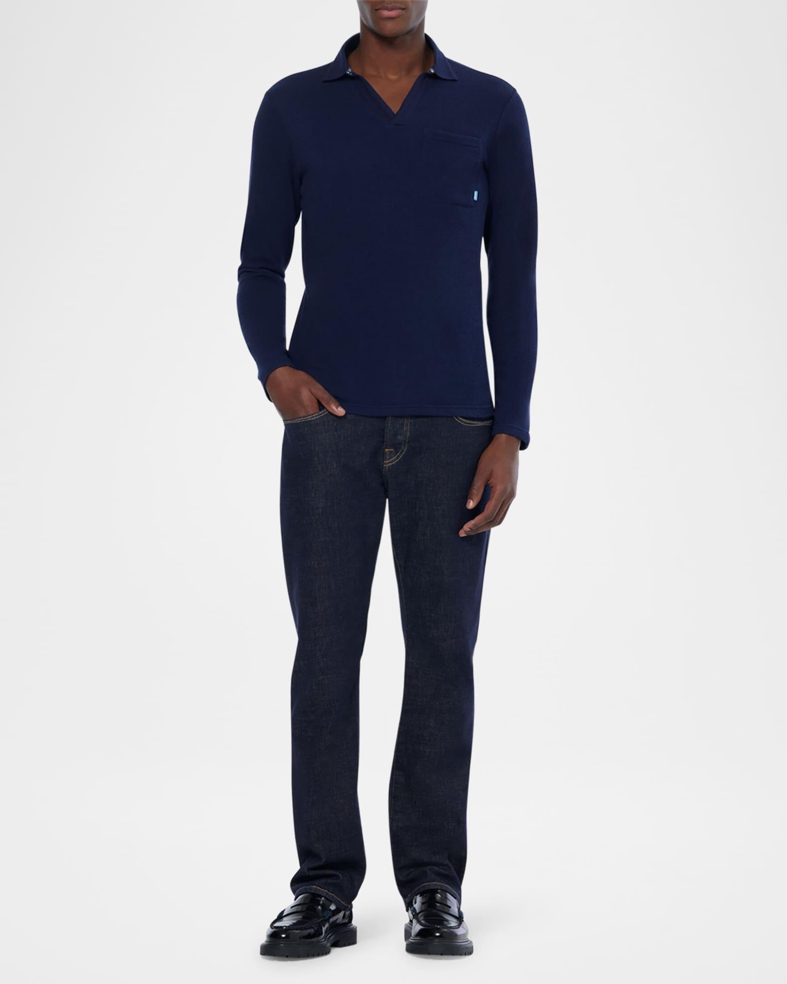 Men's Chest Pocket Long-Sleeve Polo Shirt Product Image