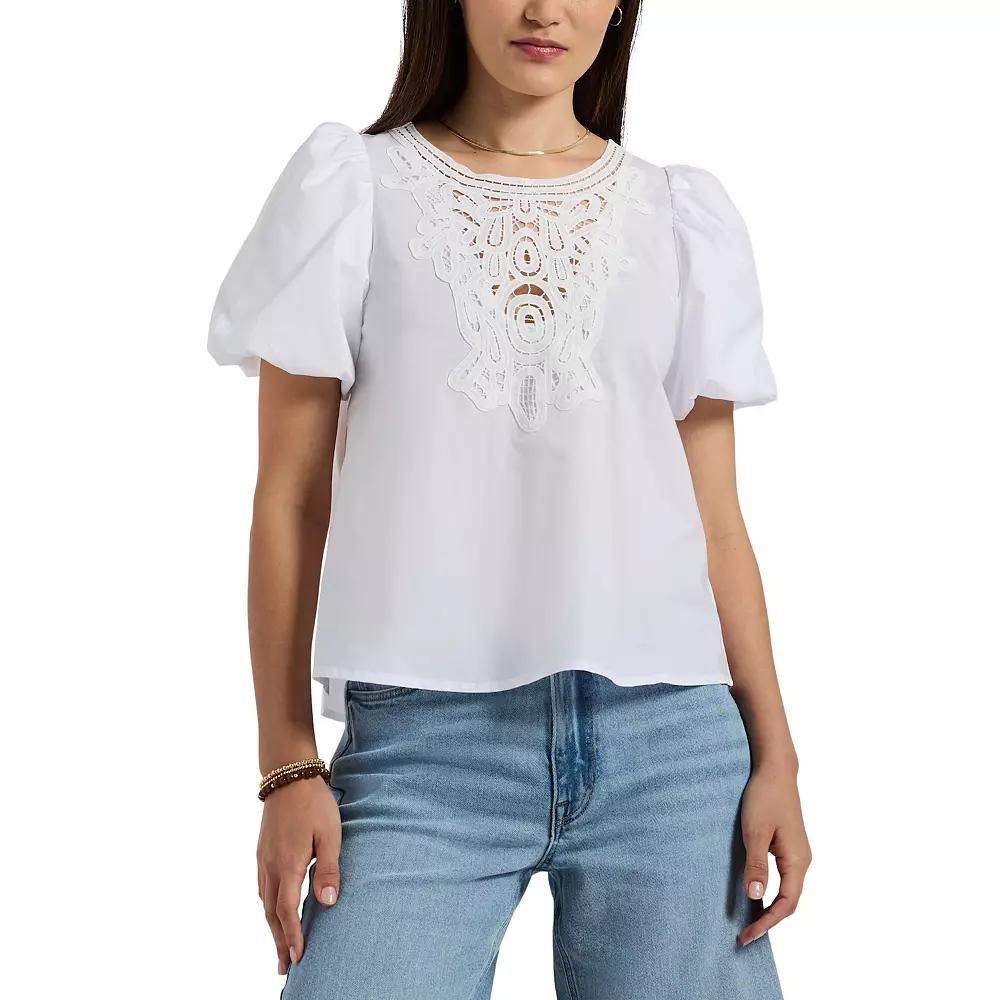 Women's Buffalo Jeans Sabina Lace Balloon Sleeve Blouse,  Product Image