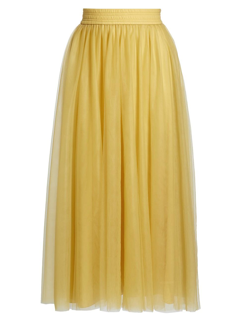 Womens Golden Tulle Maxi Skirt Product Image