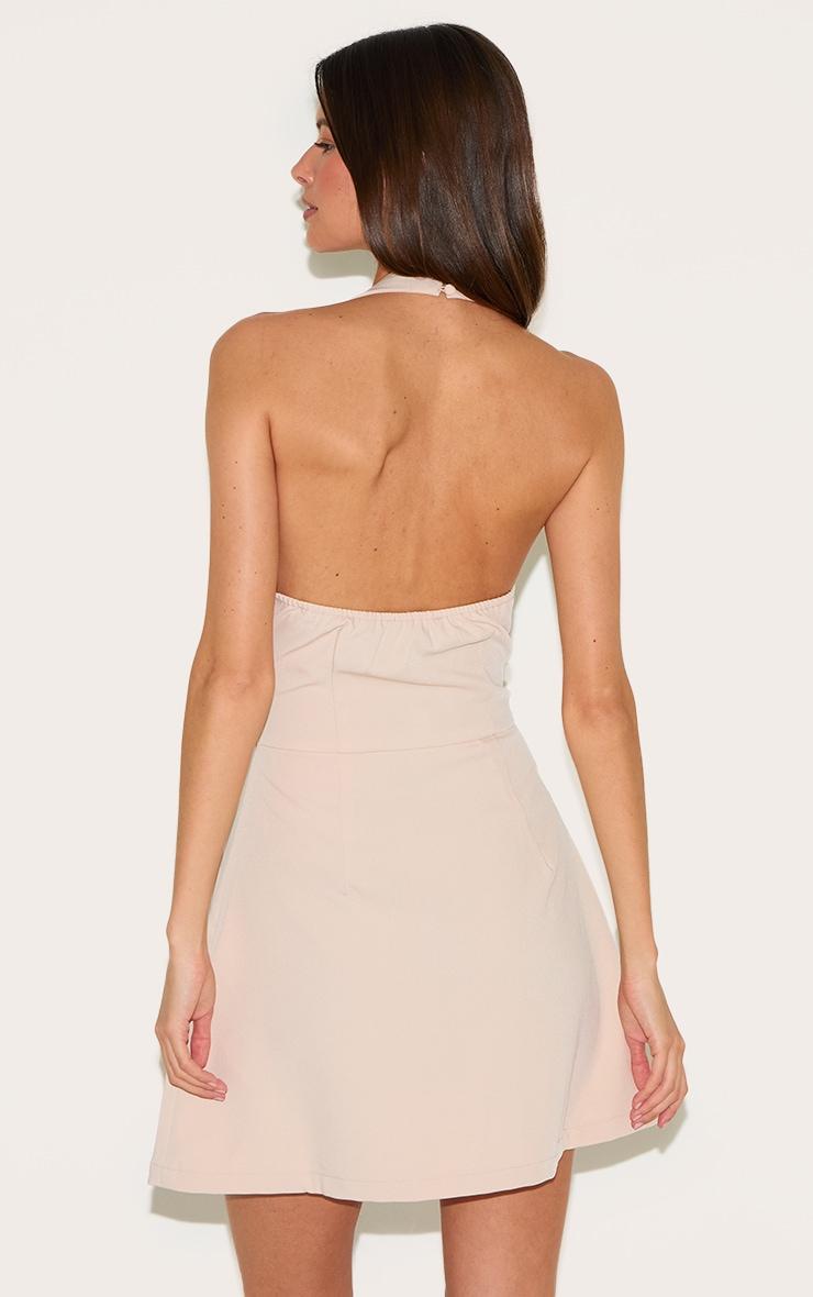 Cream Tailored Woven Halterneck A Line Dress Product Image