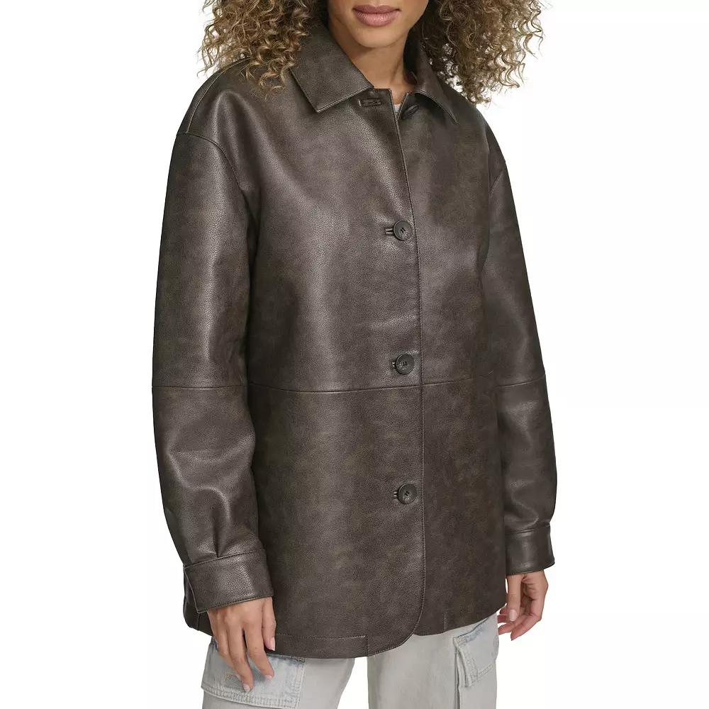 Women's Levi's® Faux Leather Vintage Collared Shirt Jacket,  Product Image