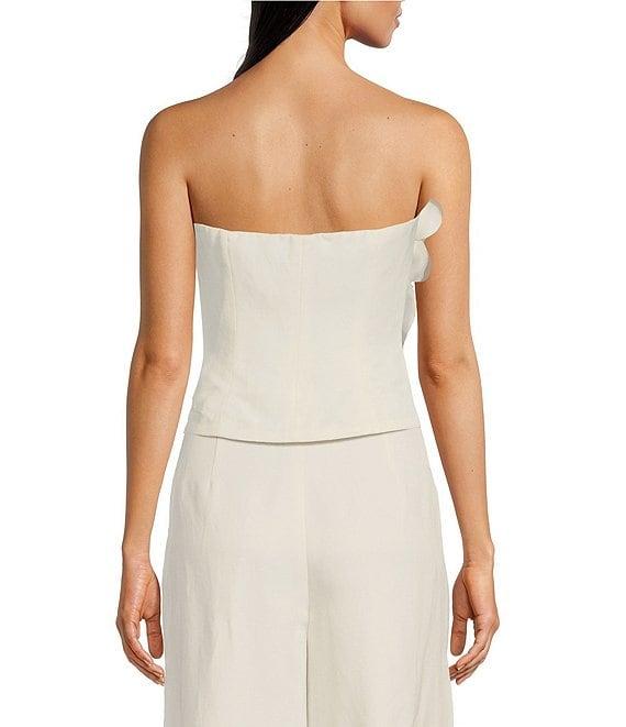 Muse by Marchesa Zinnia Strapless Applique Linen Blend Blouse Product Image